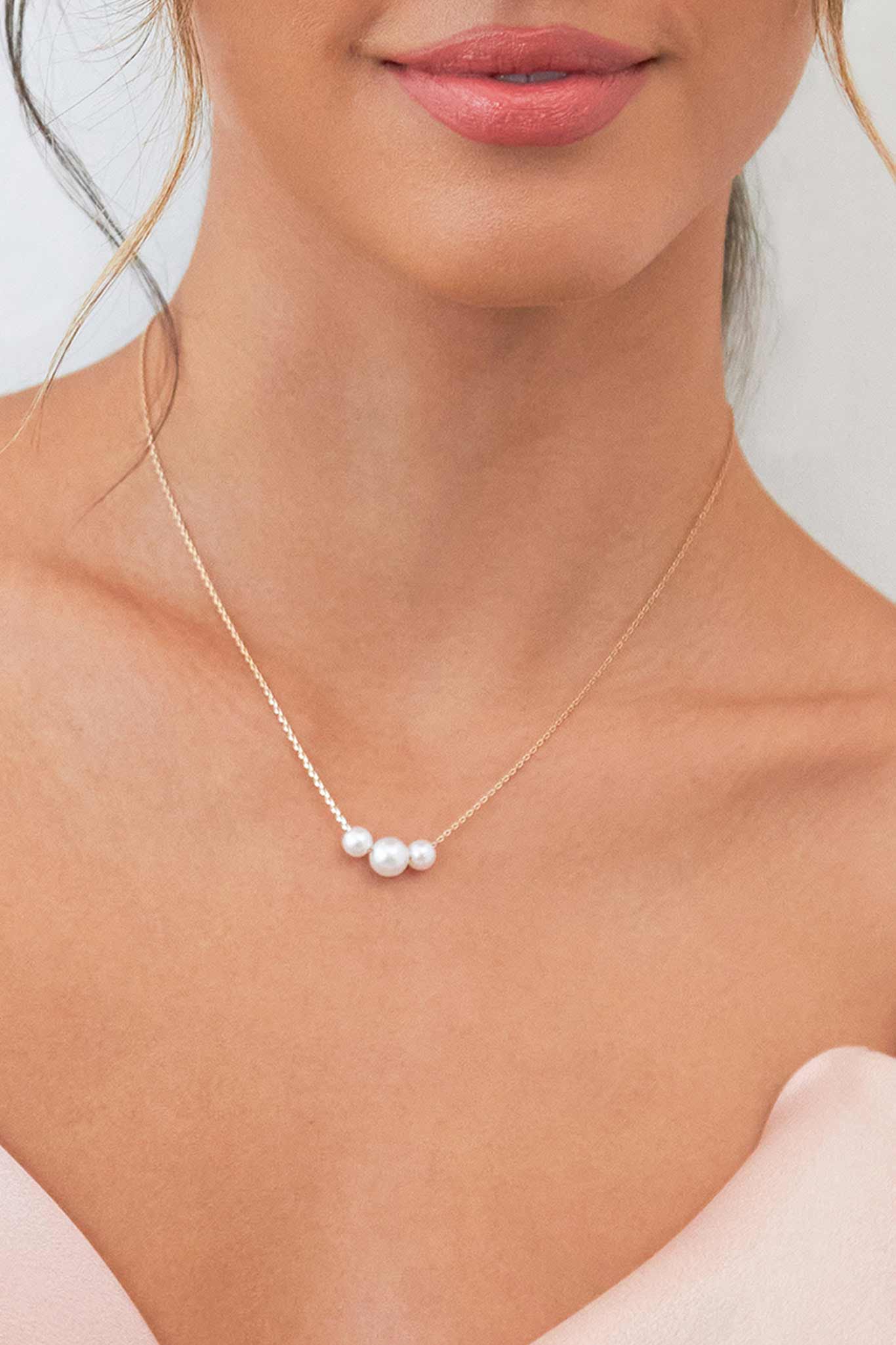 Dainty Pearl Trio Necklace for Bridesmaids & Special Occasions | Broadway