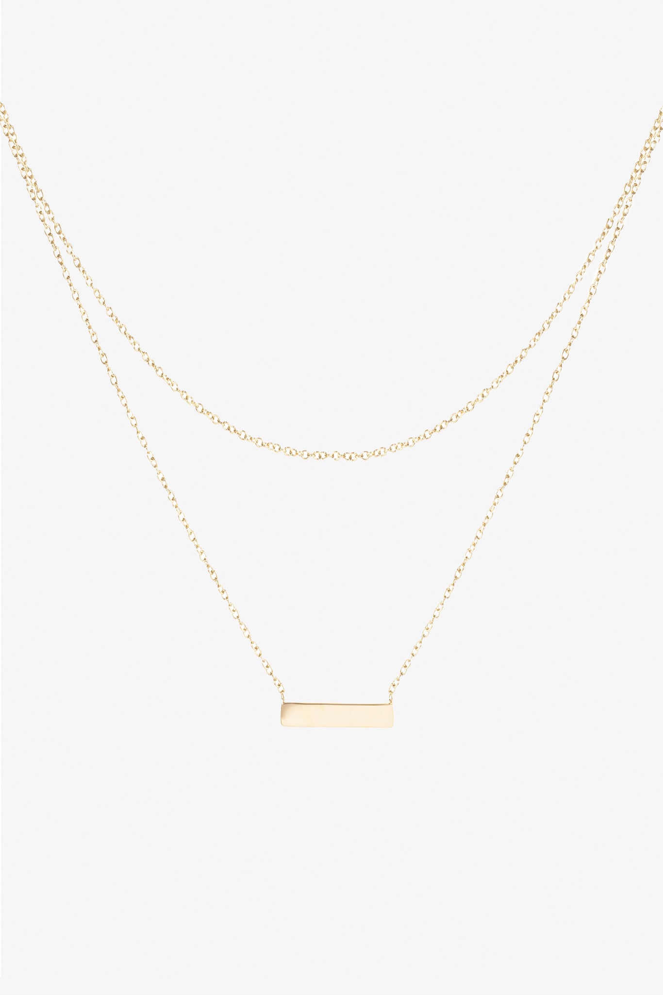 Minimalist Gold Pendant Necklace with Layered Chains | Mia Bijoux