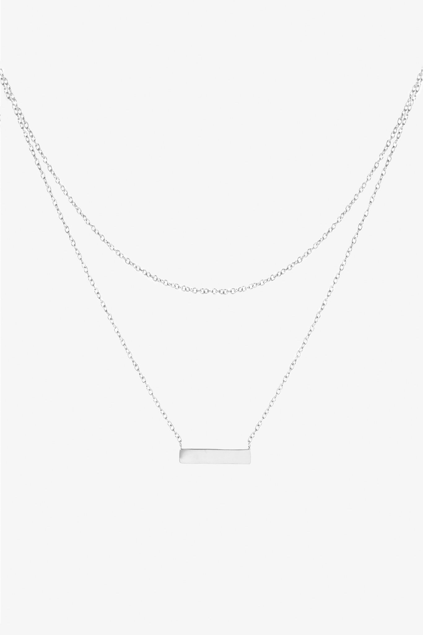 Minimalist Silver Pendant Necklace with Layered Chains | Mia Bijoux