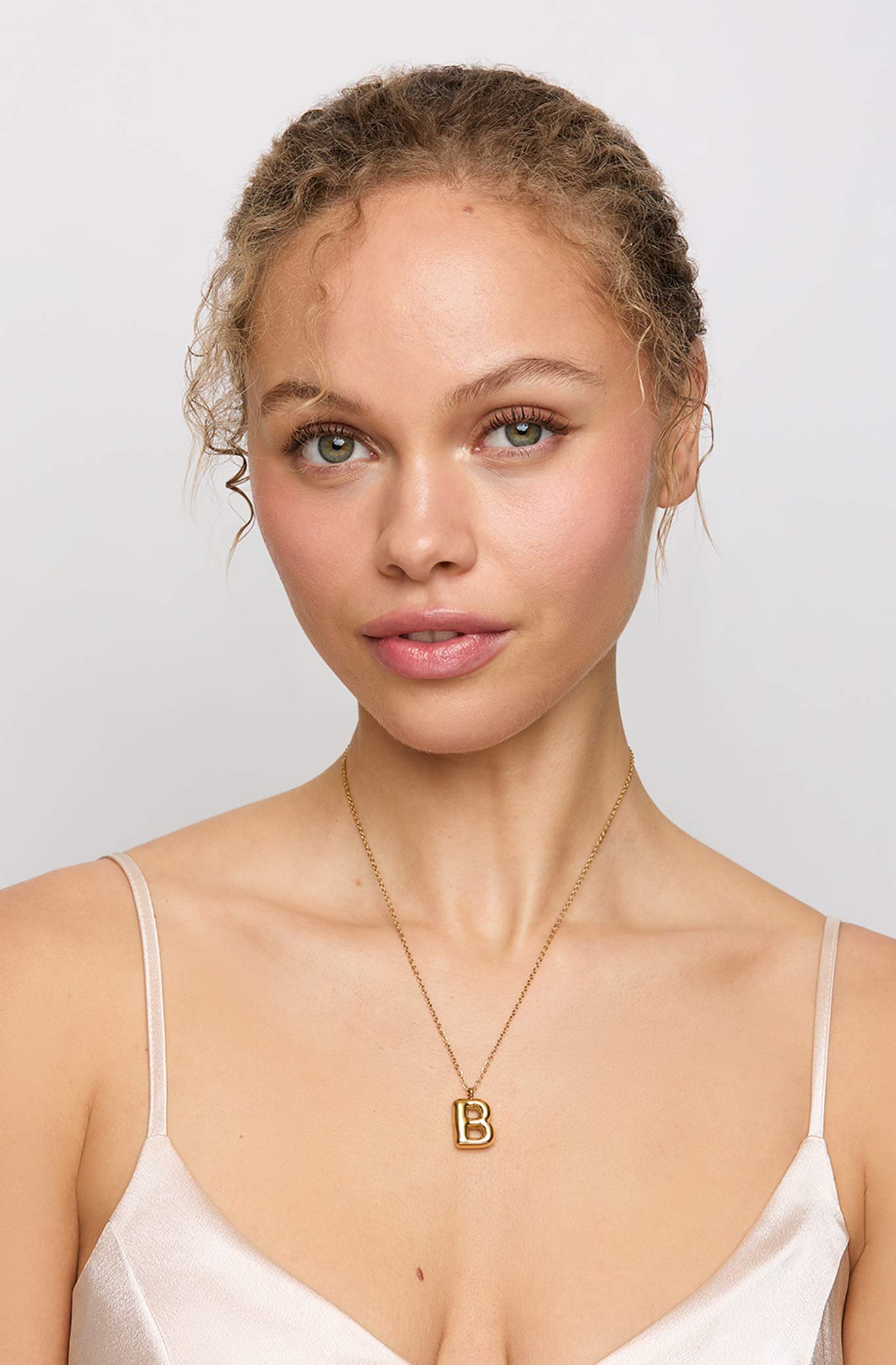 Gold Bubble Initial Necklace for Women | Petit Moments