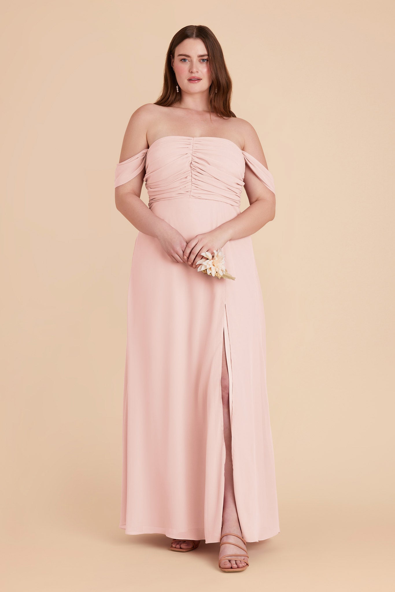 Strapless Convertible Bridesmaid Dress in Blush Pink | Cara Chiffon