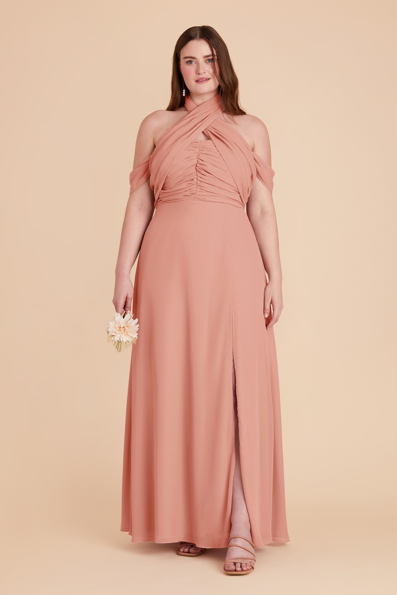 Strapless Convertible Bridesmaid Dress | Cara Chiffon - Dusty Rose