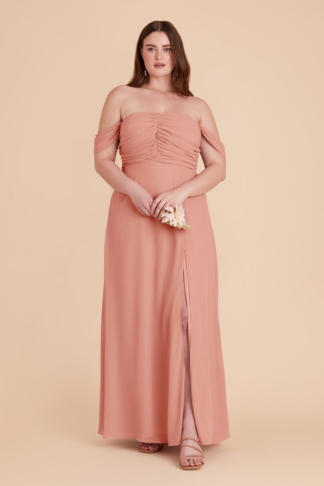 Strapless Convertible Bridesmaid Dress | Cara Chiffon - Dusty Rose