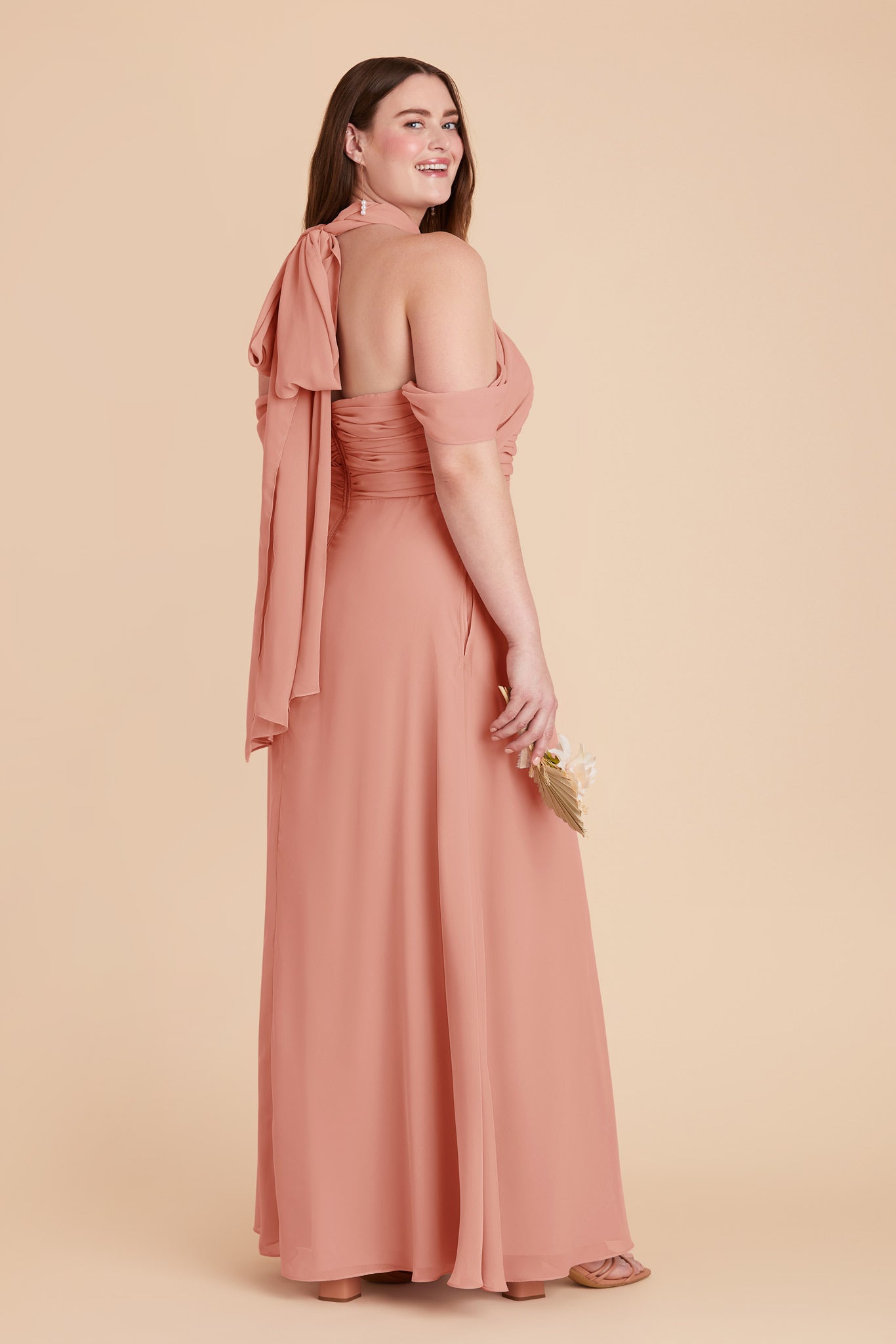 Strapless Convertible Bridesmaid Dress | Cara Chiffon - Dusty Rose