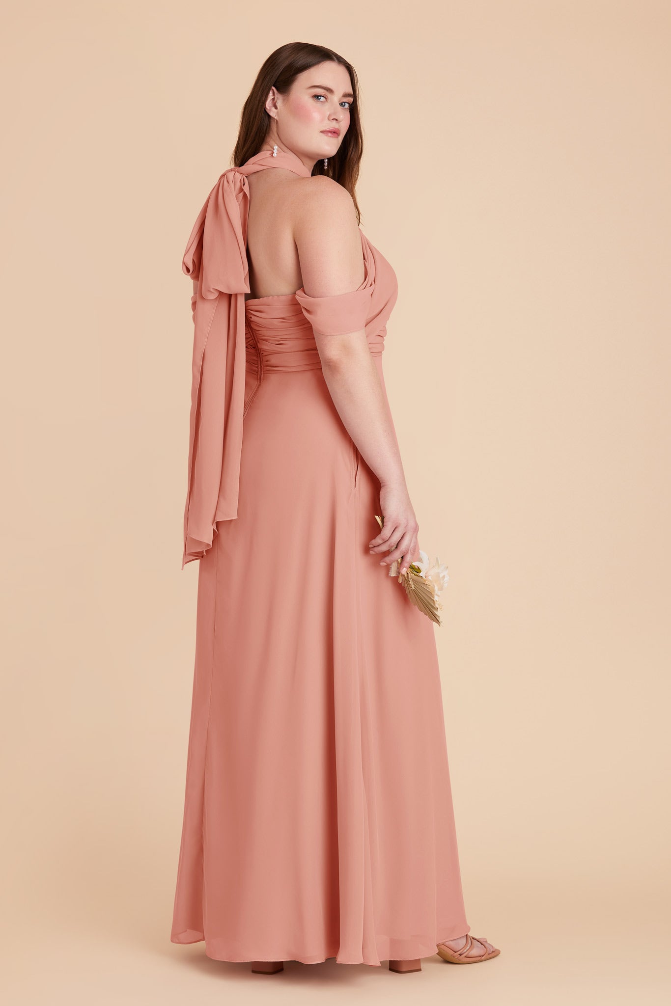 Strapless Convertible Bridesmaid Dress | Cara Chiffon - Dusty Rose