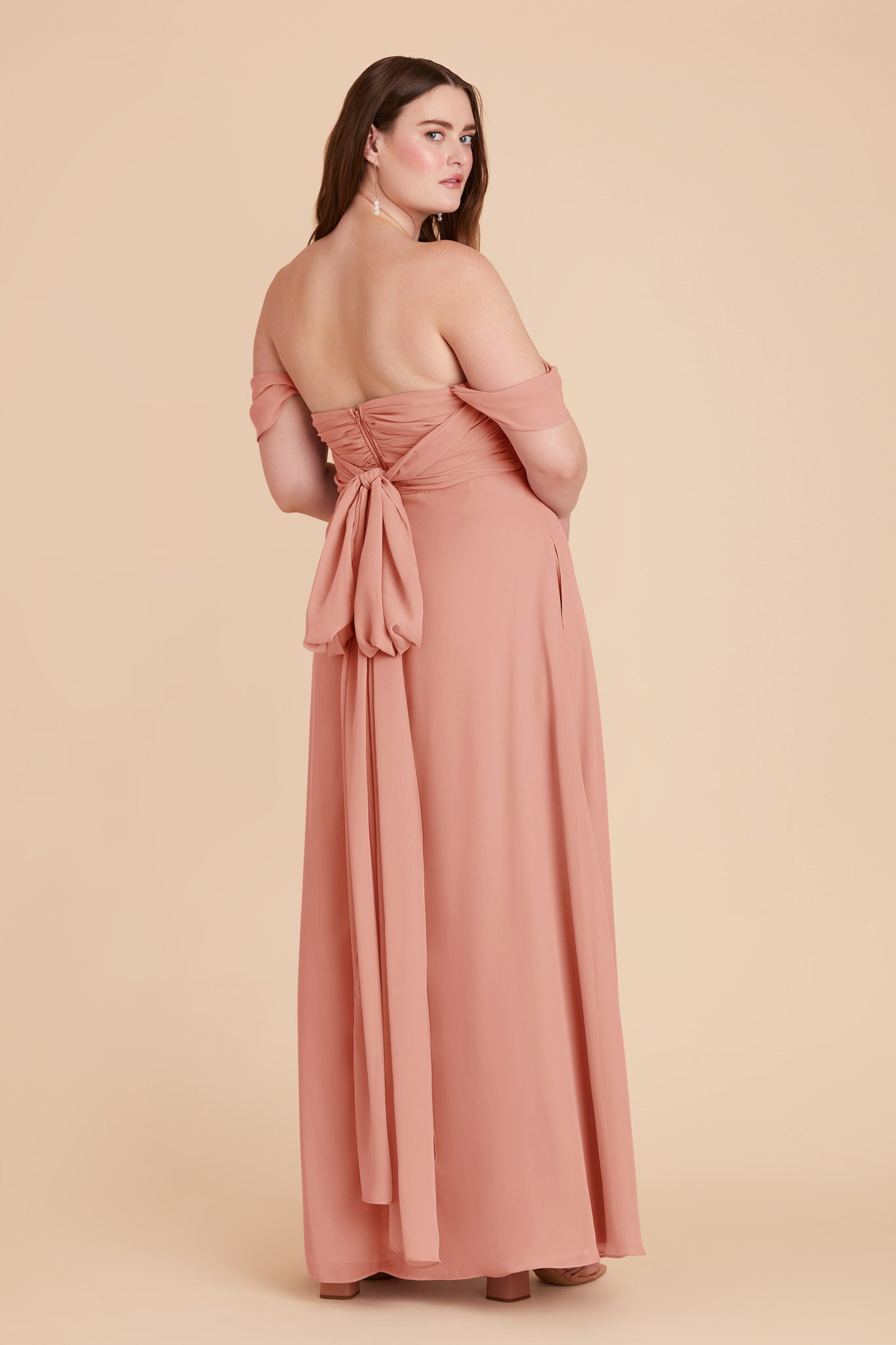 Strapless Convertible Bridesmaid Dress | Cara Chiffon - Dusty Rose
