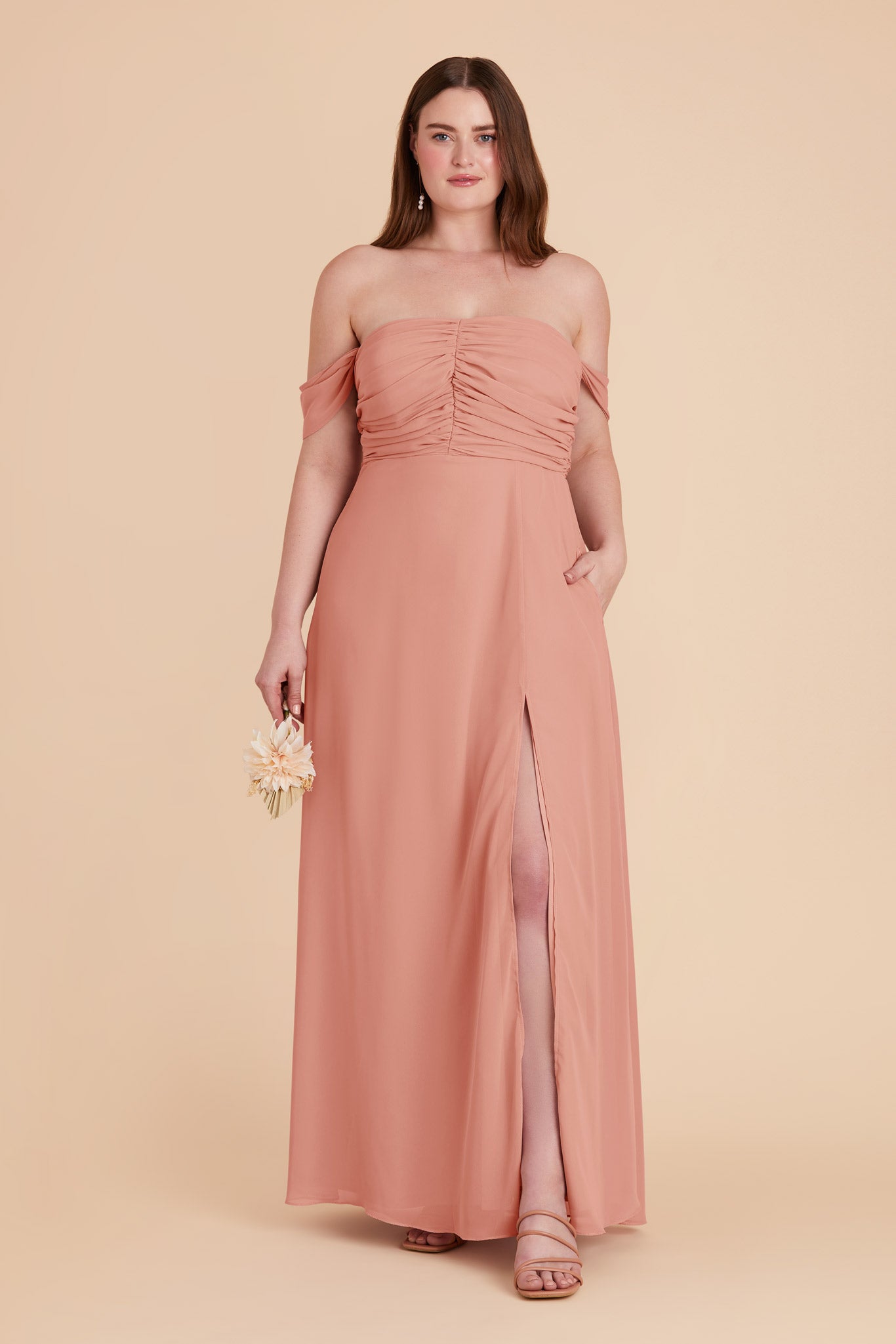 Strapless Convertible Bridesmaid Dress | Cara Chiffon - Dusty Rose