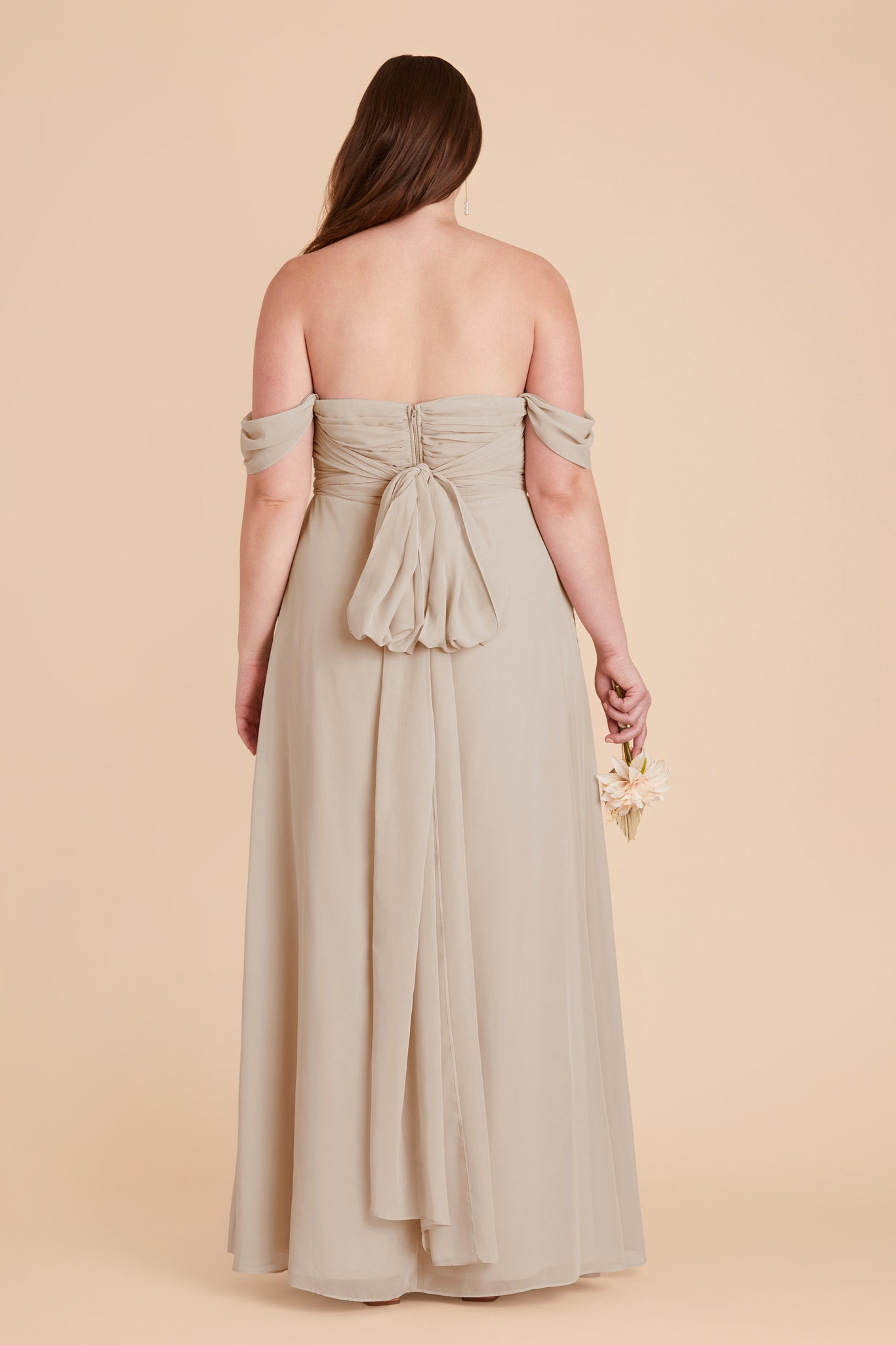 Strapless Convertible Bridesmaid Dress in Neutral Champagne | Cara Chiffon