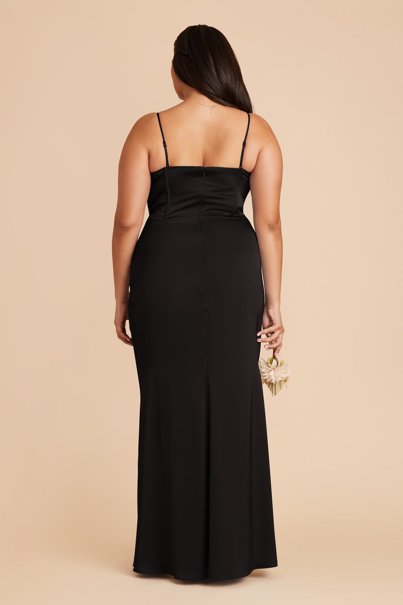 Elegant Matte Satin Bridesmaid Dress with Boning & High Slit | Carrie