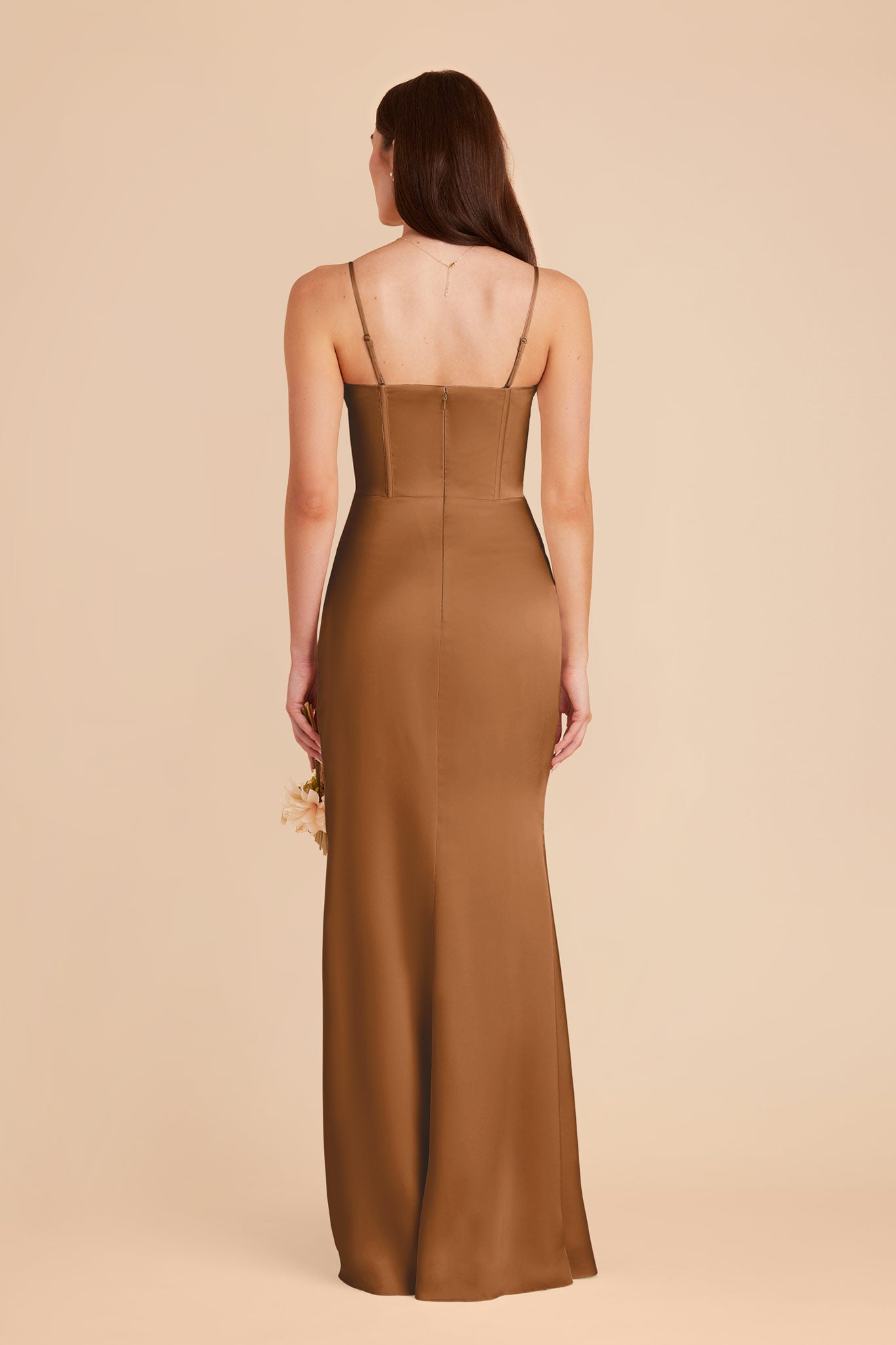 Matte Satin Bridesmaid Dress with Boning & High Slit | Carrie Copper