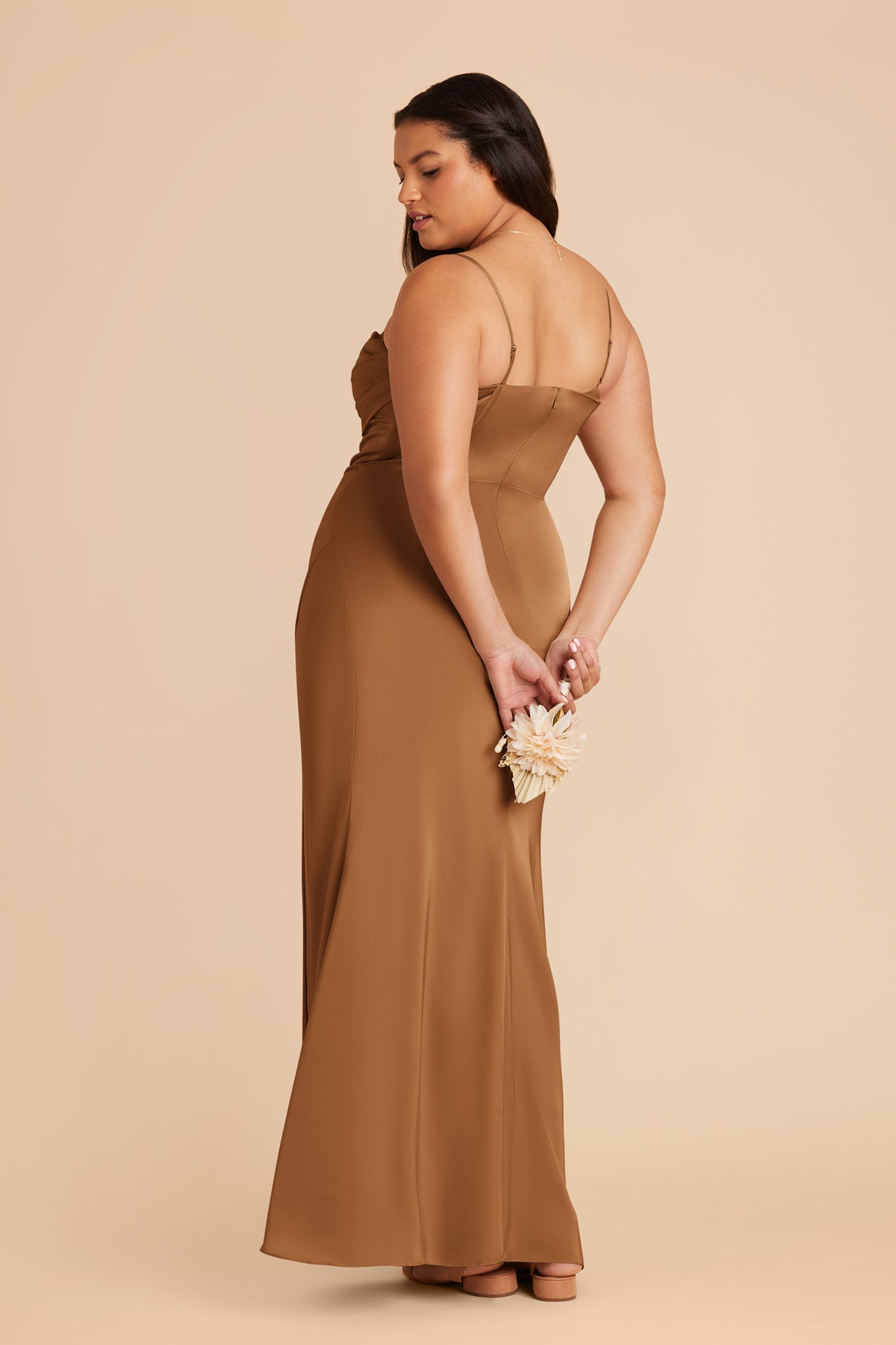 Matte Satin Bridesmaid Dress with Boning & High Slit | Carrie Copper