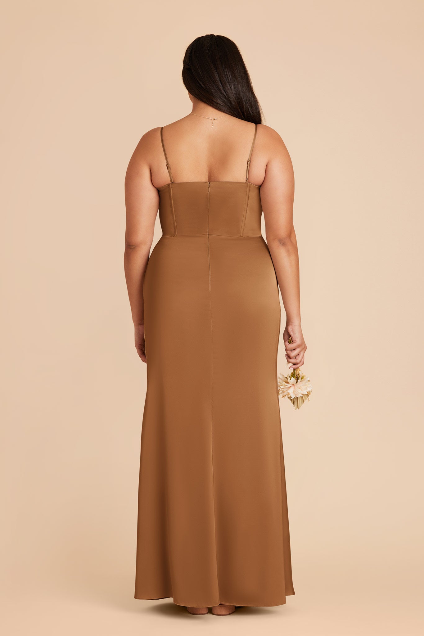 Matte Satin Bridesmaid Dress with Boning & High Slit | Carrie Copper
