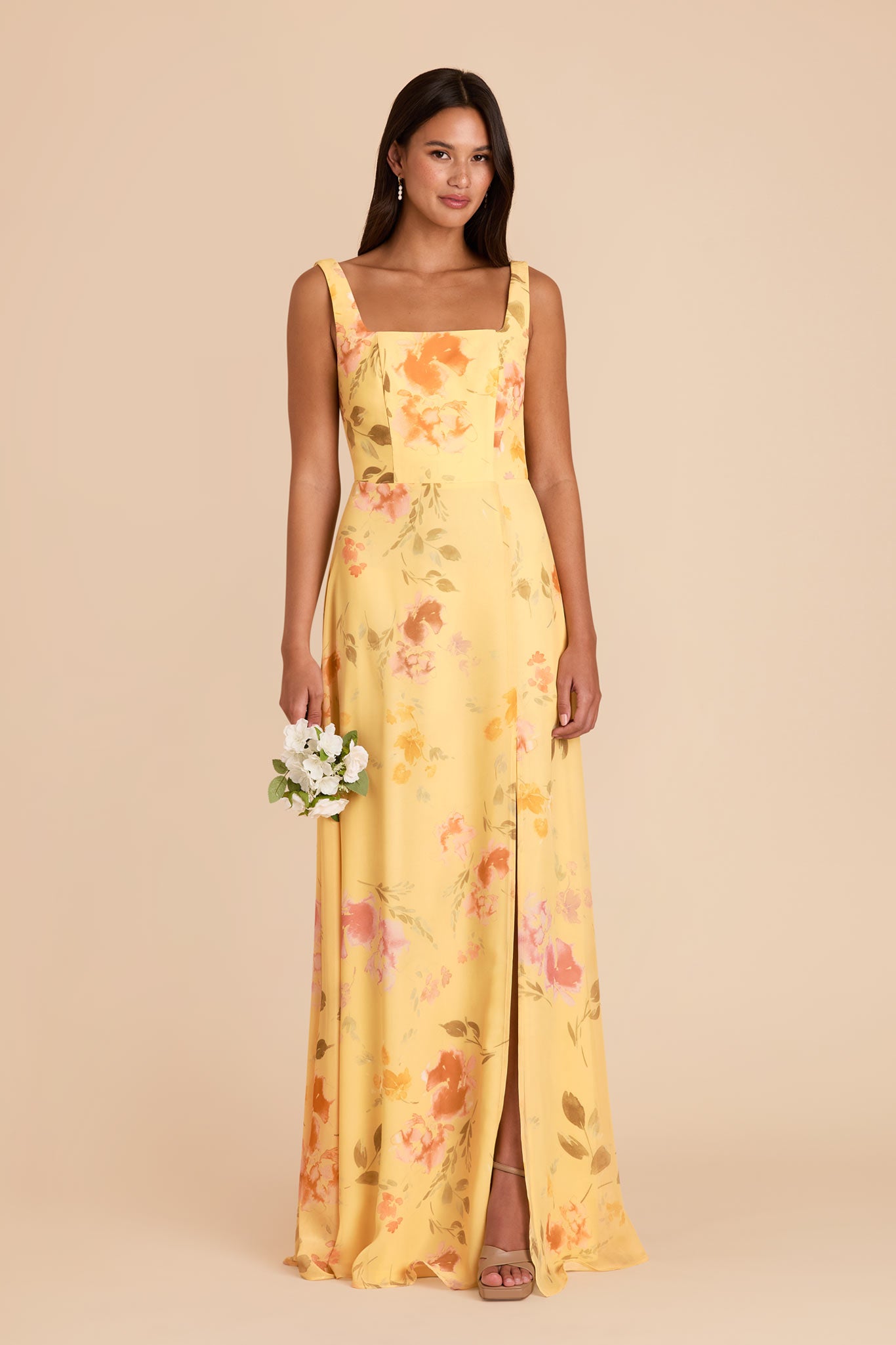 Chiffon Convertible Dress with Bows | Pale Yellow Rococo Floral