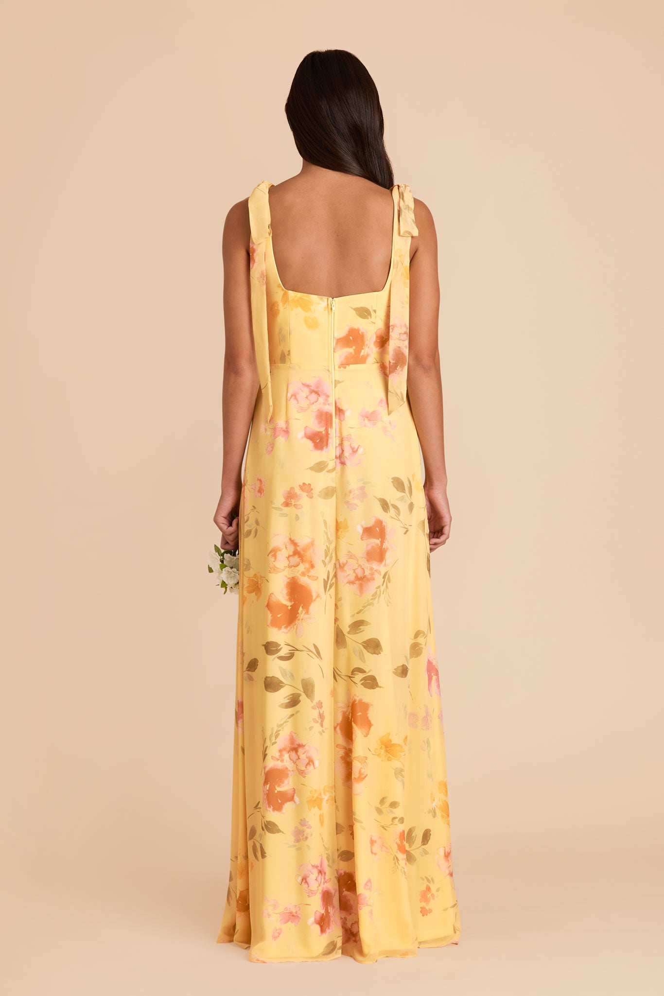 Chiffon Convertible Dress with Bows | Pale Yellow Rococo Floral