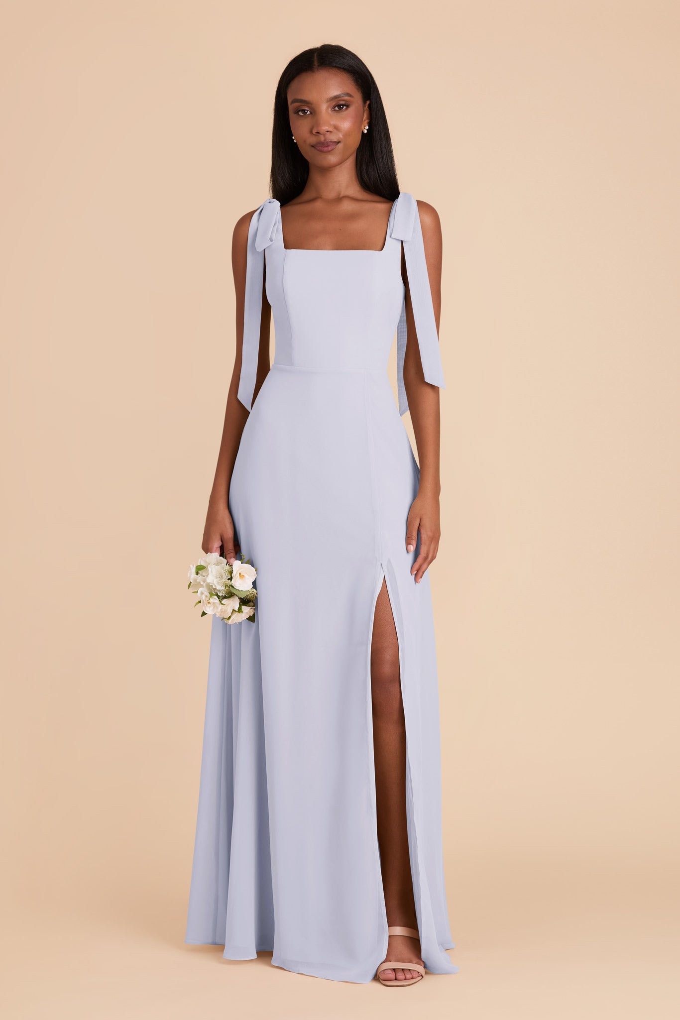 Chiffon Convertible Dress with Bows | Periwinkle Blue
