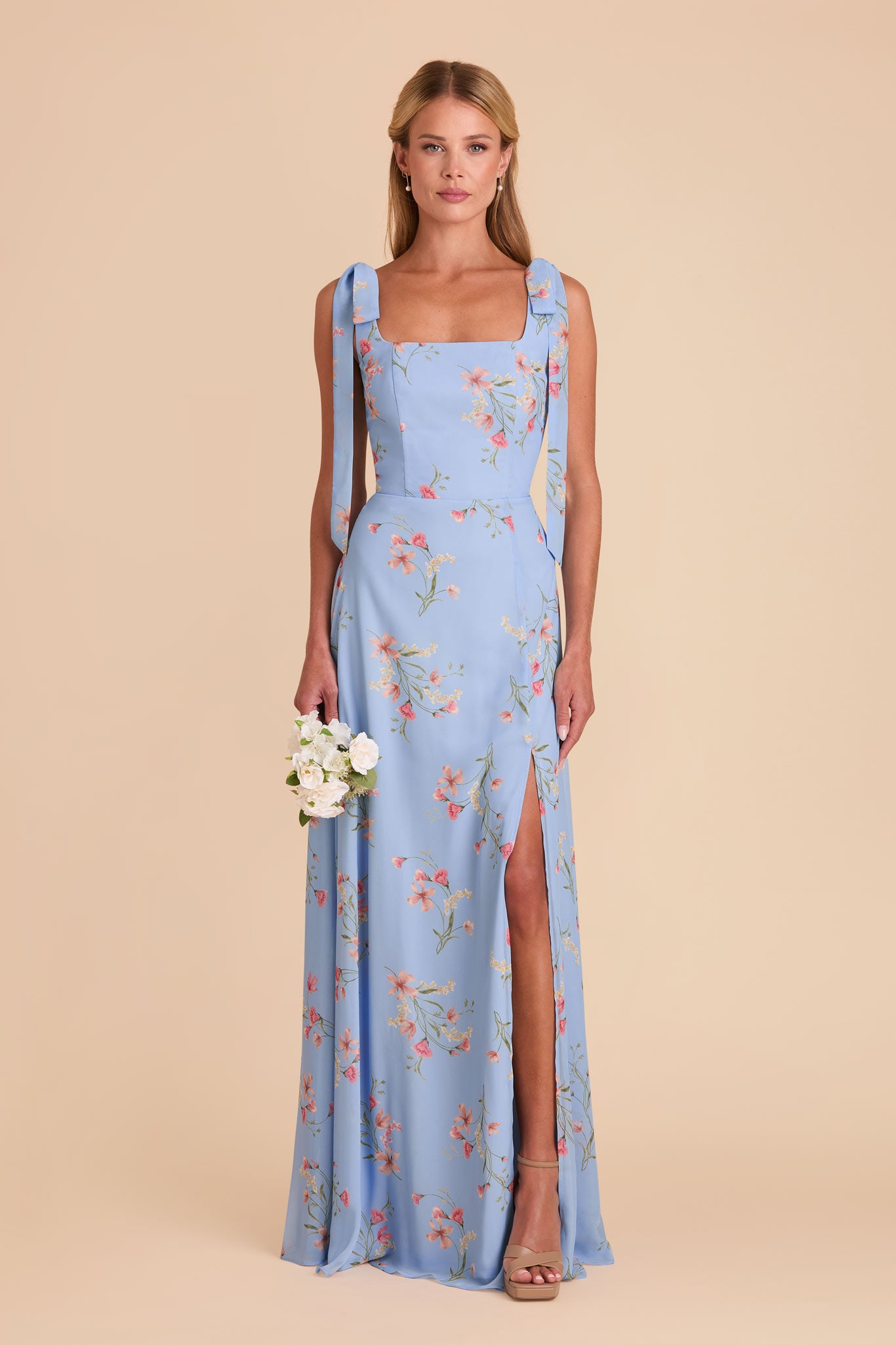 Convertible Chiffon Dress with Bows | Periwinkle Blue Le Fleur