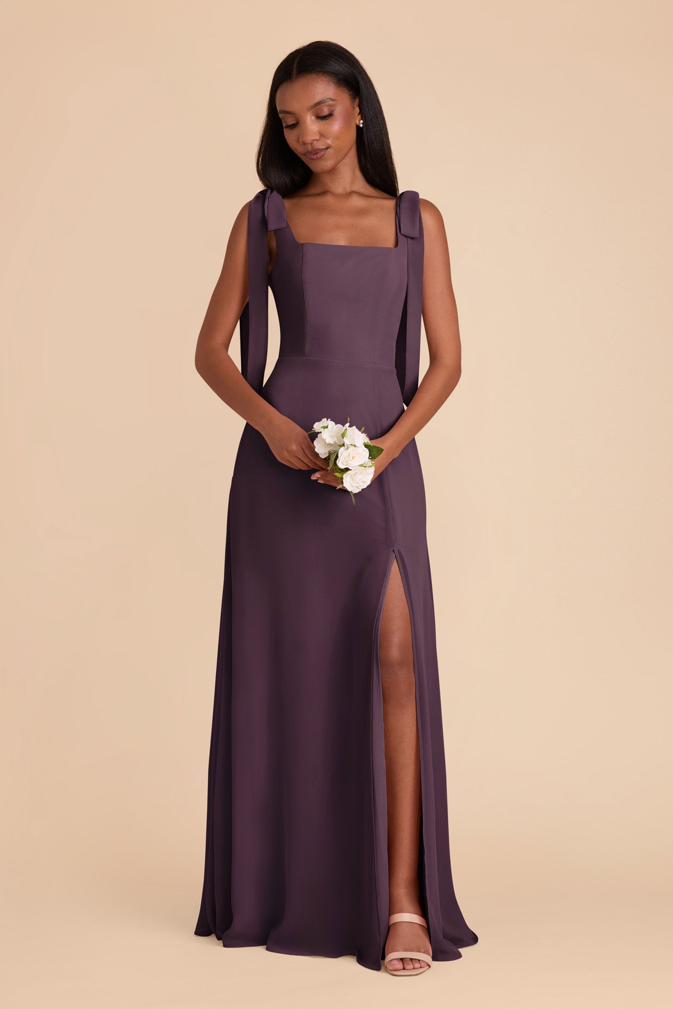 Chiffon Convertible Dress with Bows | Alex - Plum