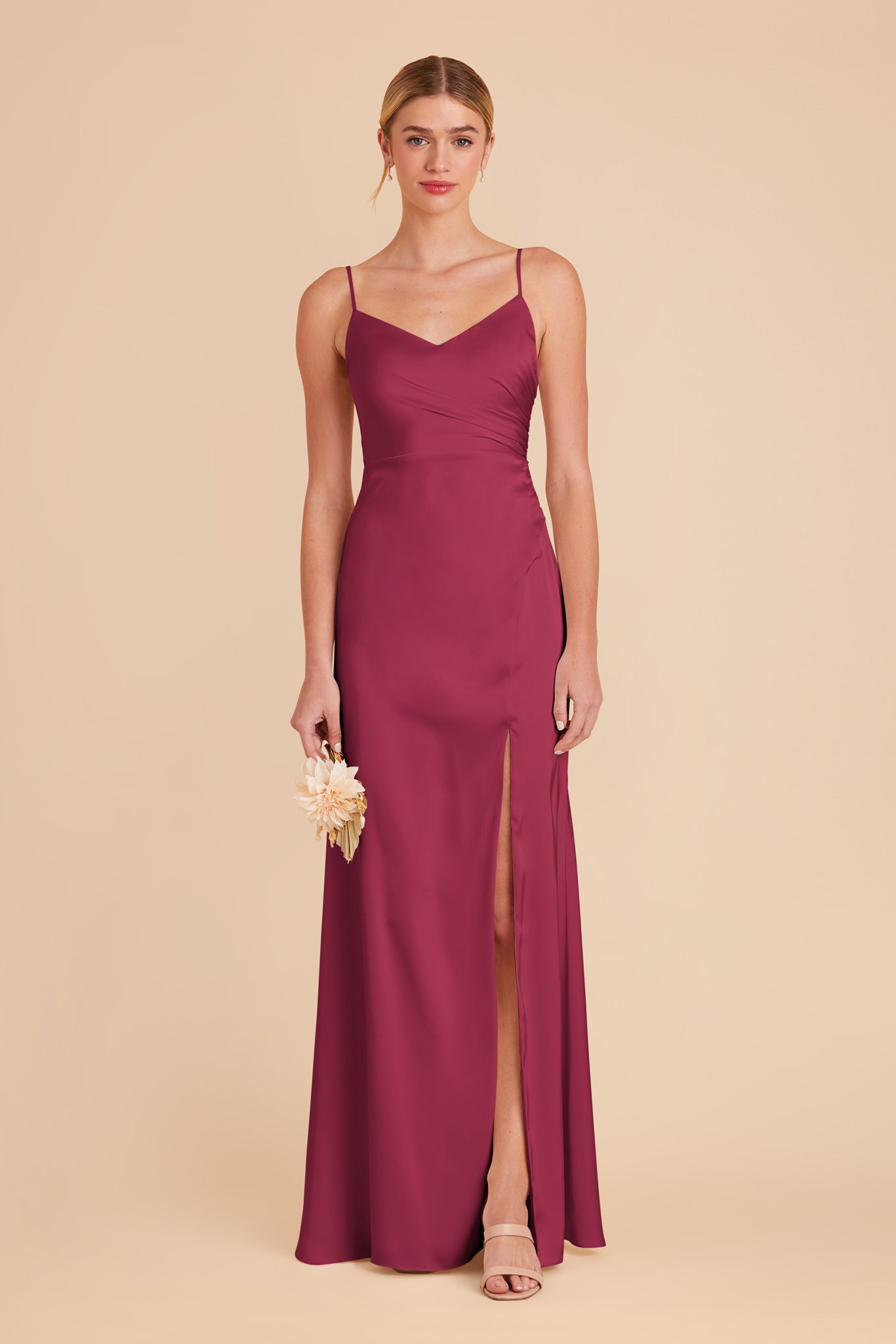 Matte Satin Dress in Berry | Catherine