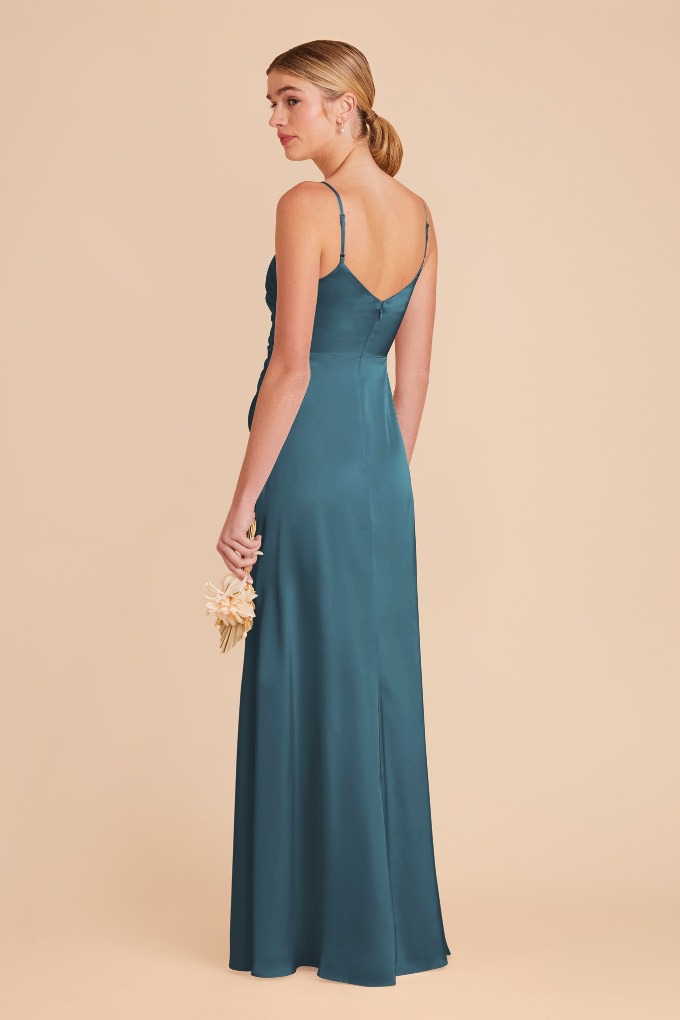 Dark Teal Matte Satin Bridesmaid Dress | Catherine
