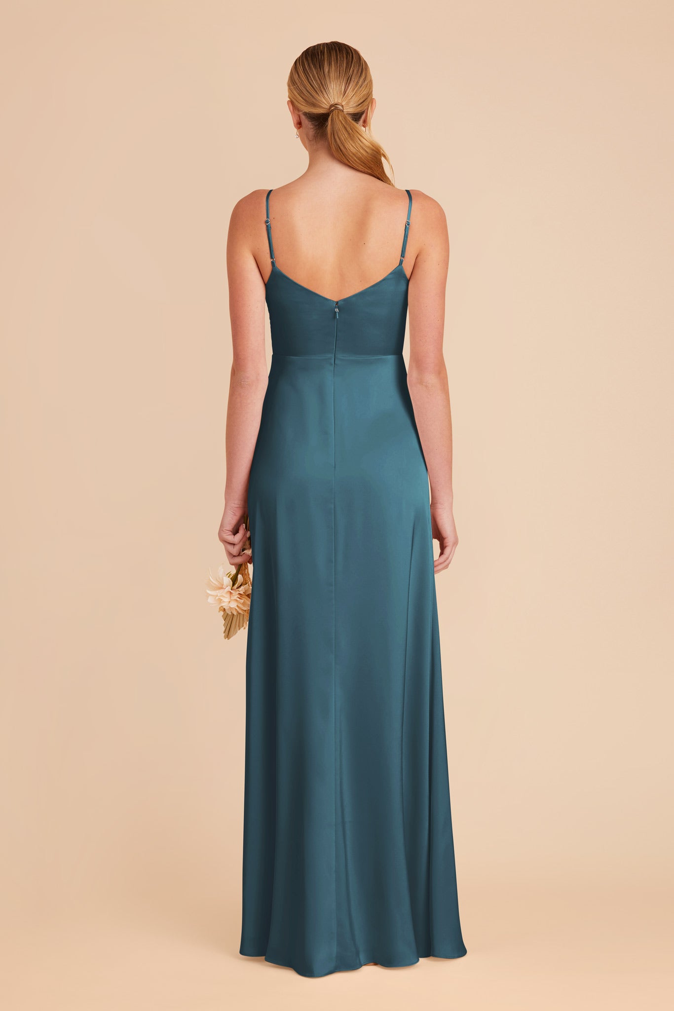 Dark Teal Matte Satin Bridesmaid Dress | Catherine