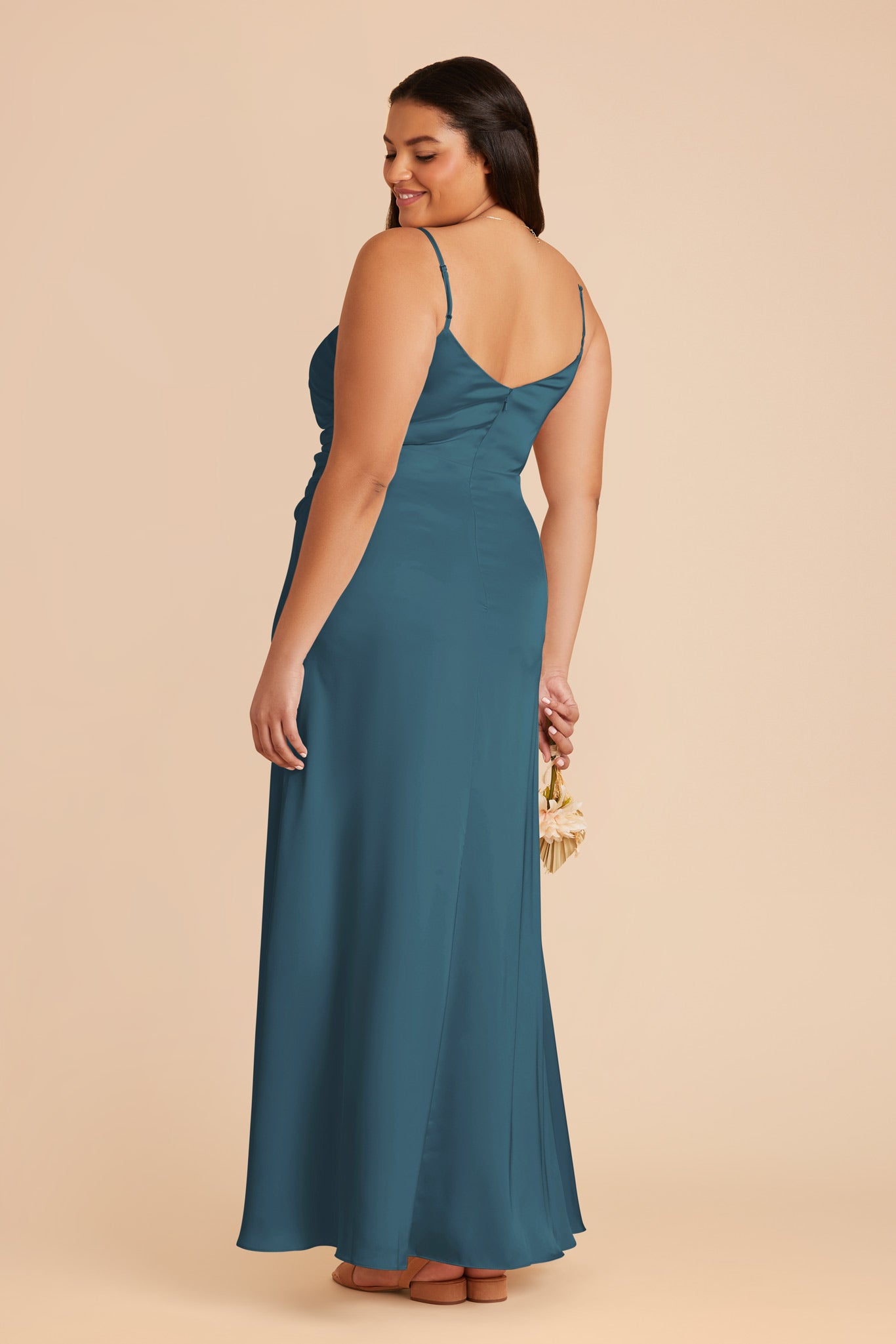 Dark Teal Matte Satin Bridesmaid Dress | Catherine