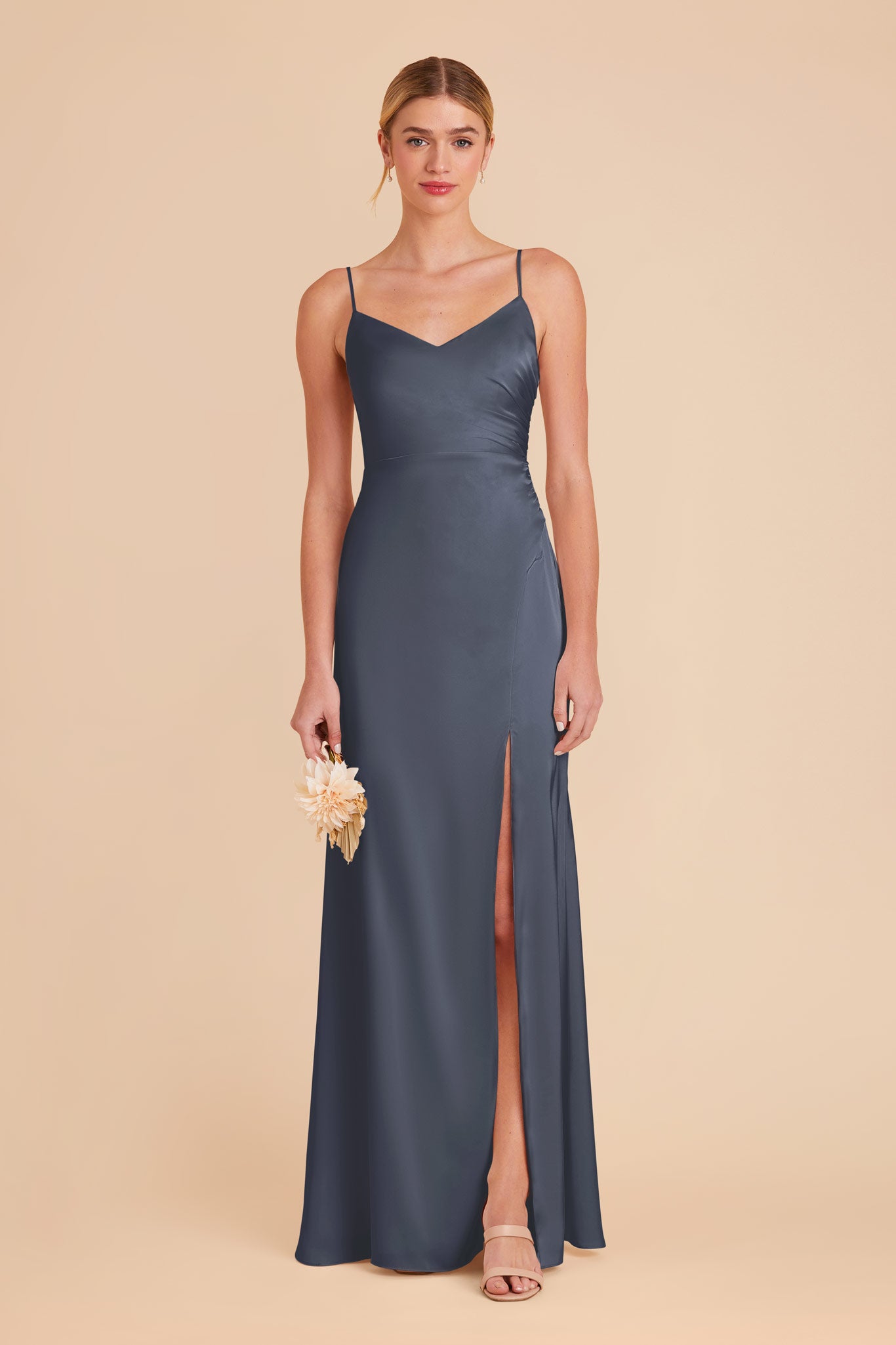 Matte Satin Dress in Dusk Blue | Catherine