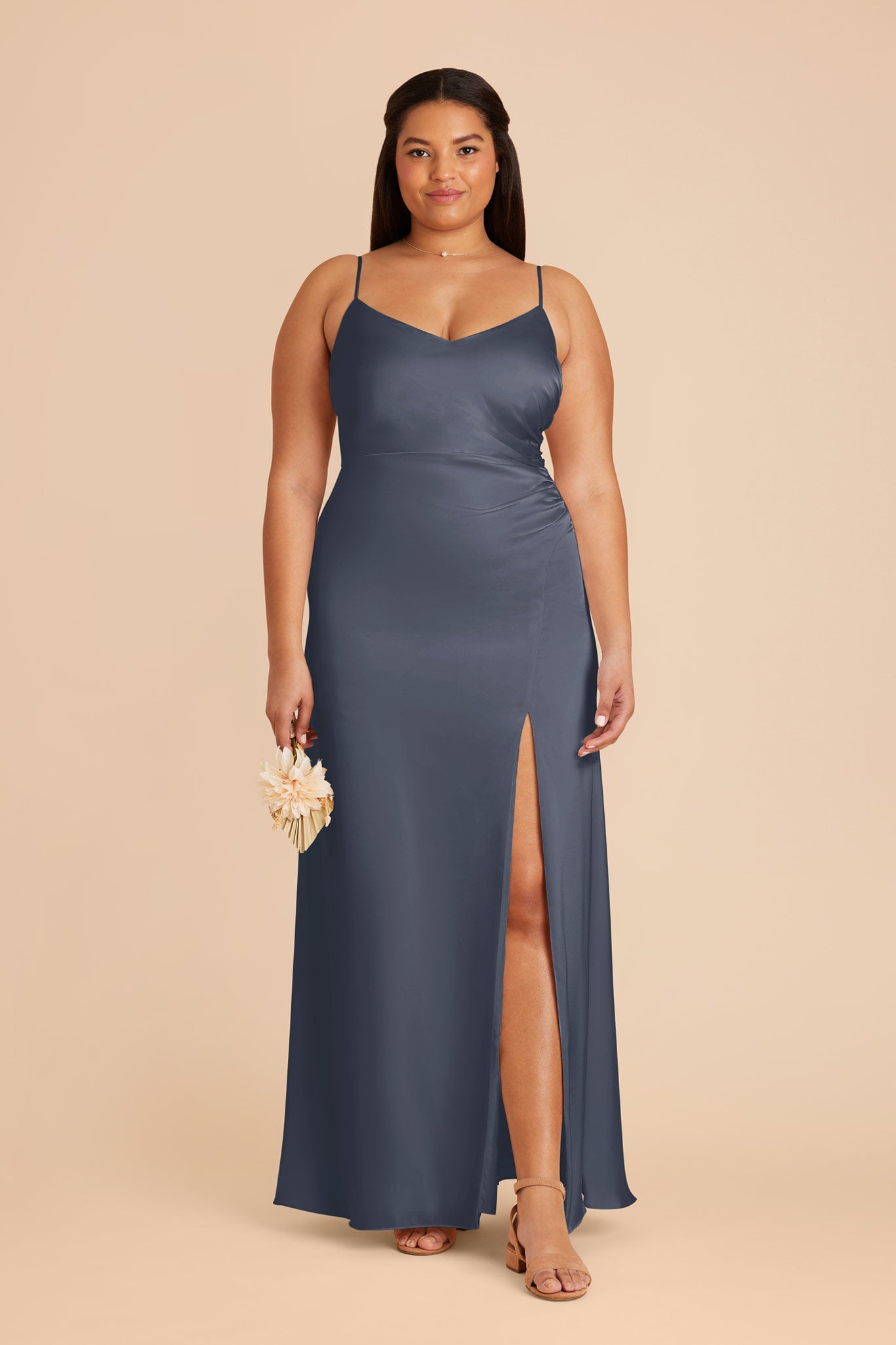 Matte Satin Dress in Dusk Blue | Catherine