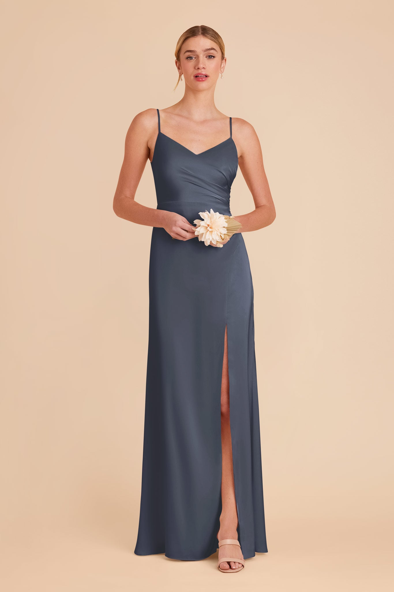 Matte Satin Dress in Dusk Blue | Catherine