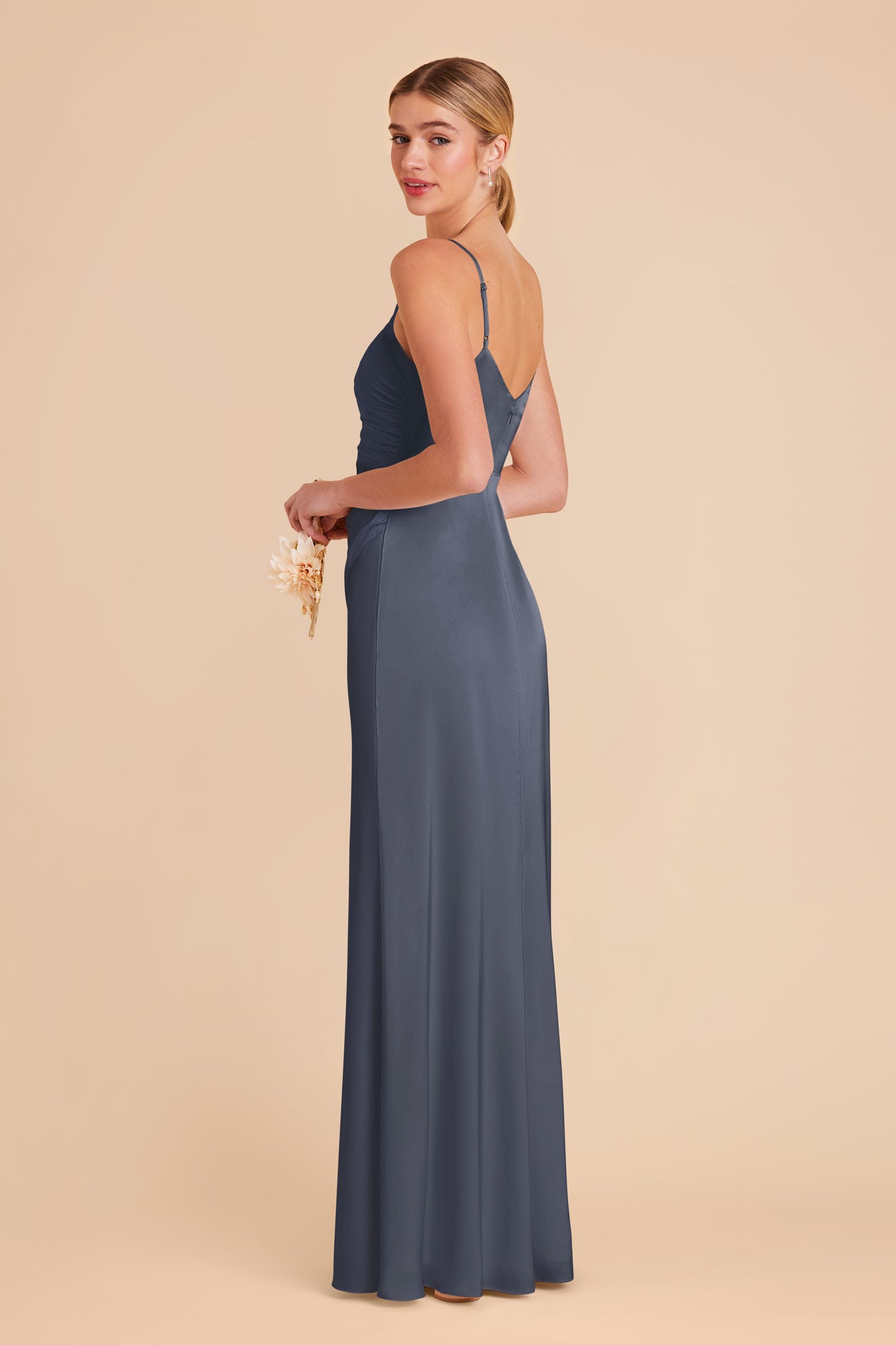 Matte Satin Dress in Dusk Blue | Catherine