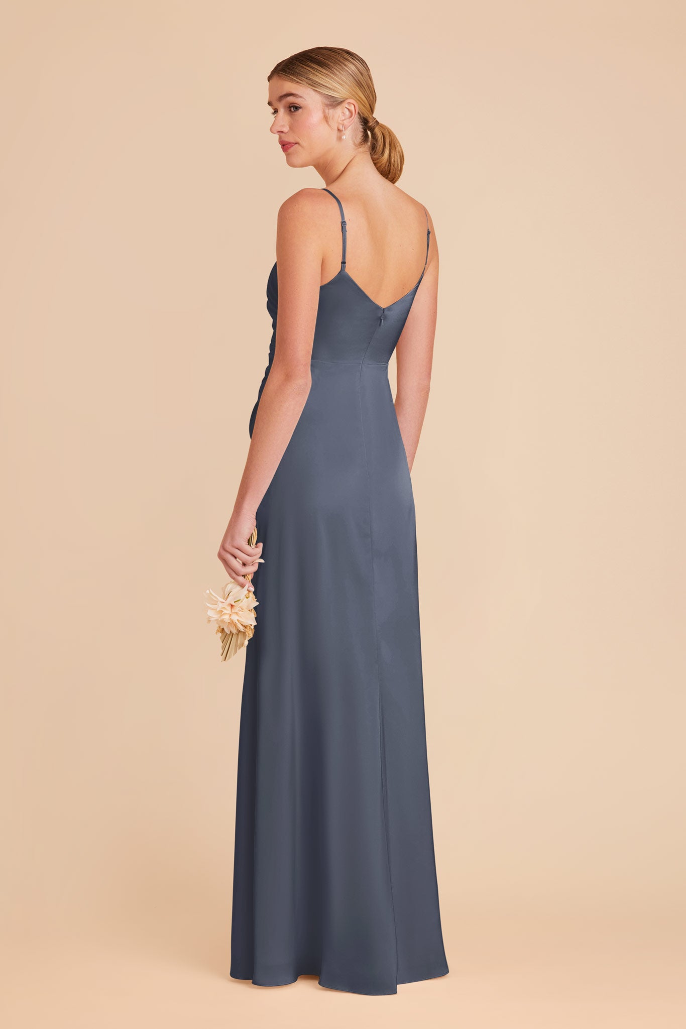 Matte Satin Dress in Dusk Blue | Catherine