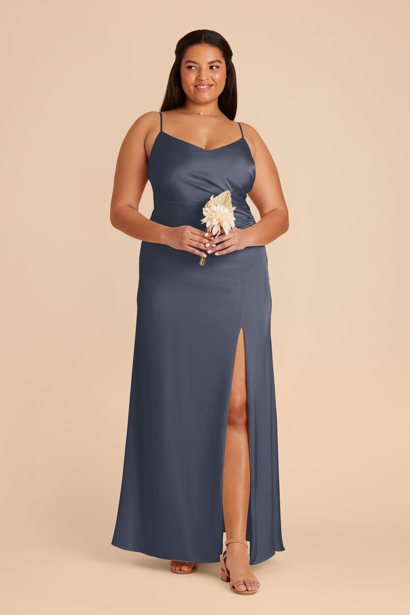 Matte Satin Dress in Dusk Blue | Catherine