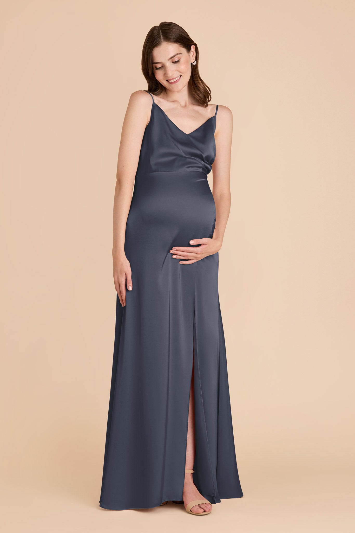 Matte Satin Dress in Dusk Blue | Catherine