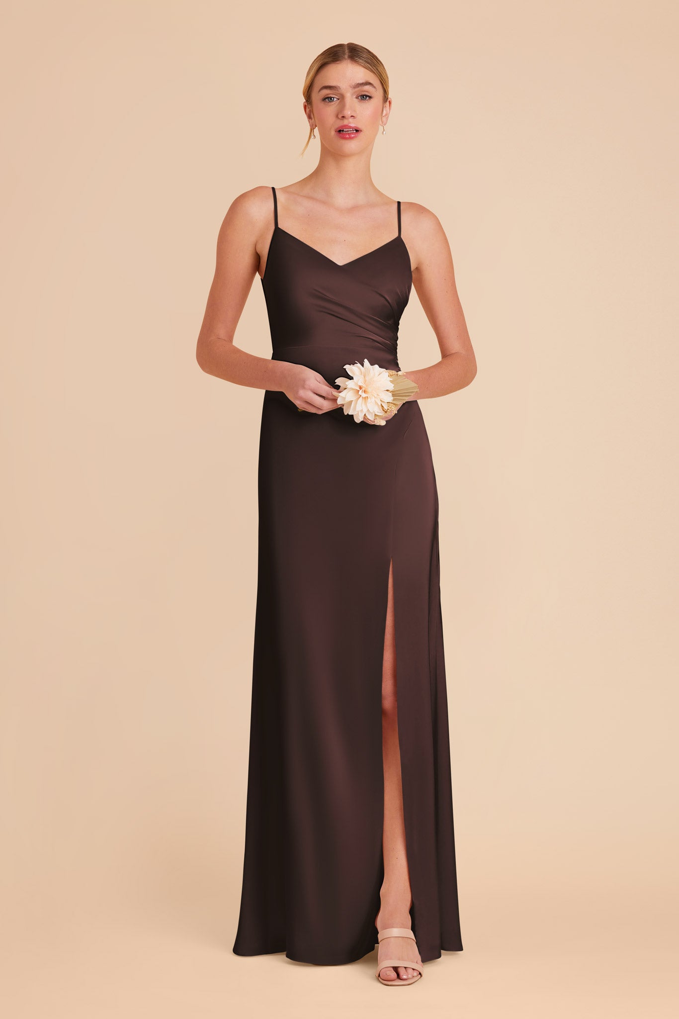 Matte Satin Dress in Espresso | Catherine