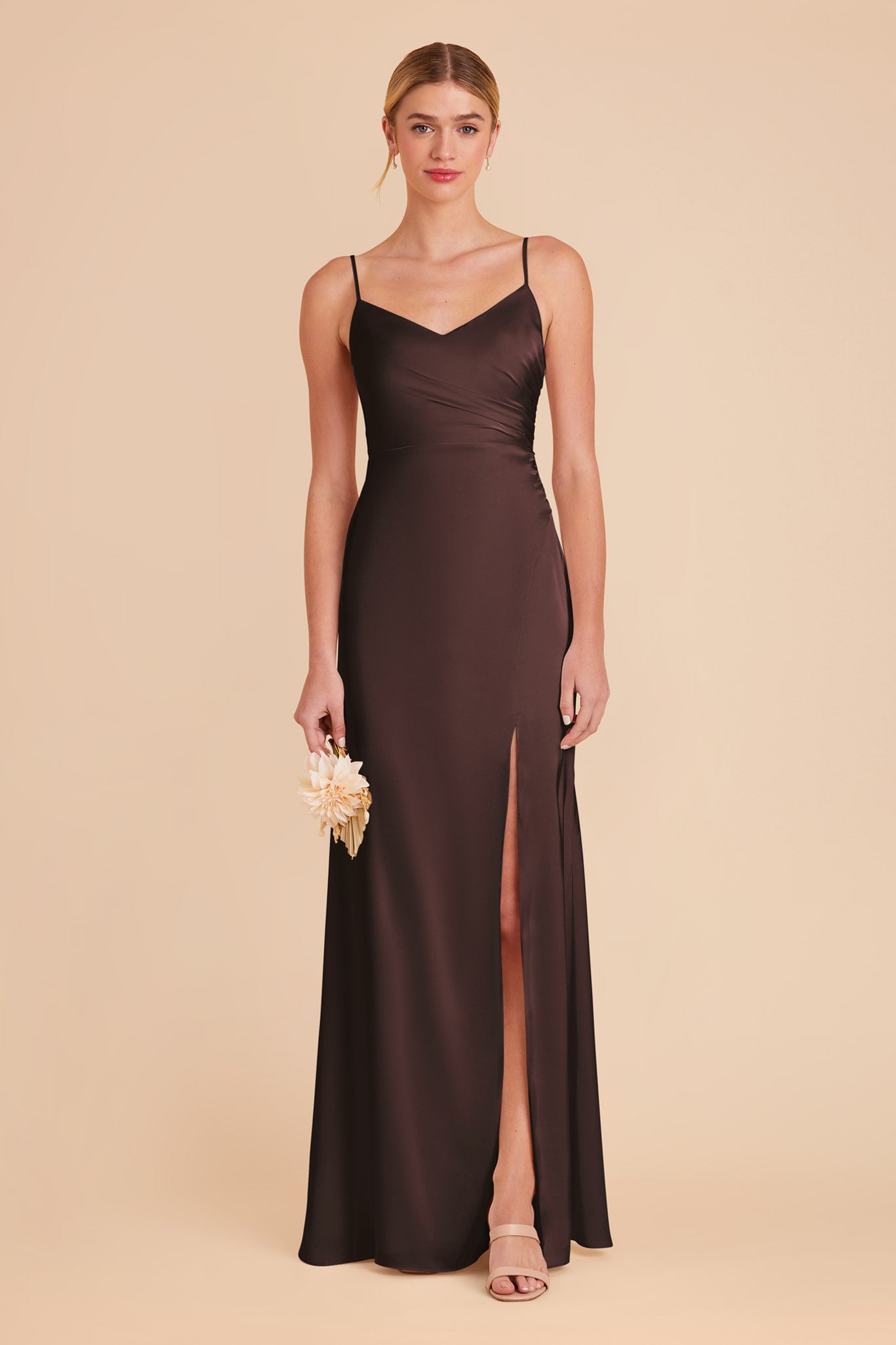Matte Satin Dress in Espresso | Catherine