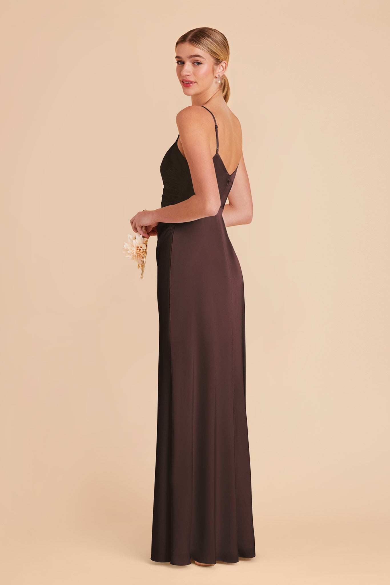 Matte Satin Dress in Espresso | Catherine