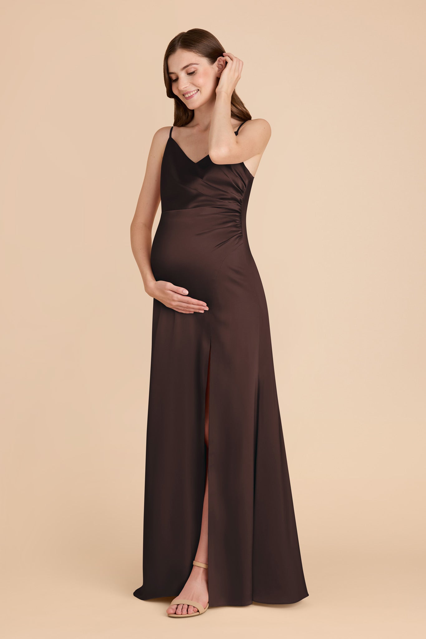 Matte Satin Dress in Espresso | Catherine