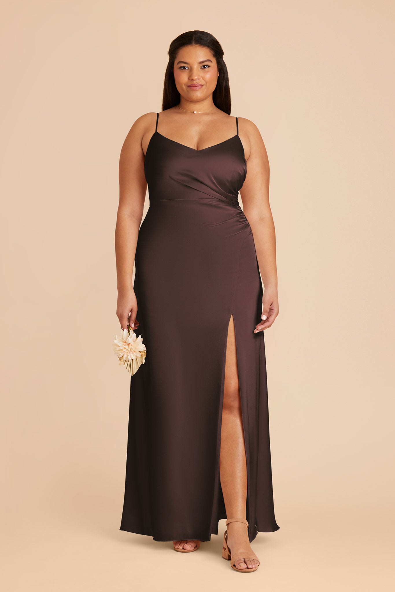 Matte Satin Dress in Espresso | Catherine