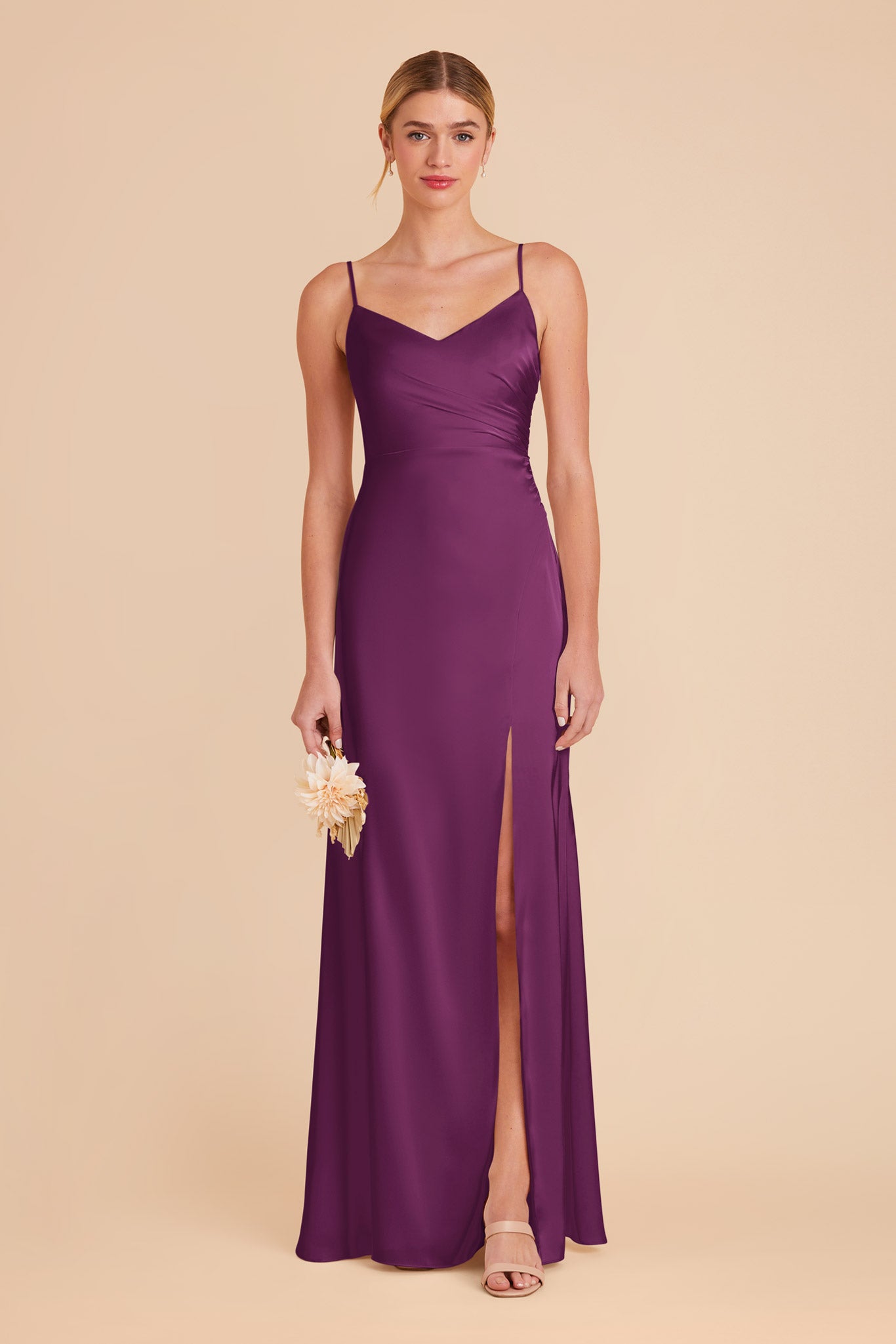 Matte Satin Dress in Fig | Catherine