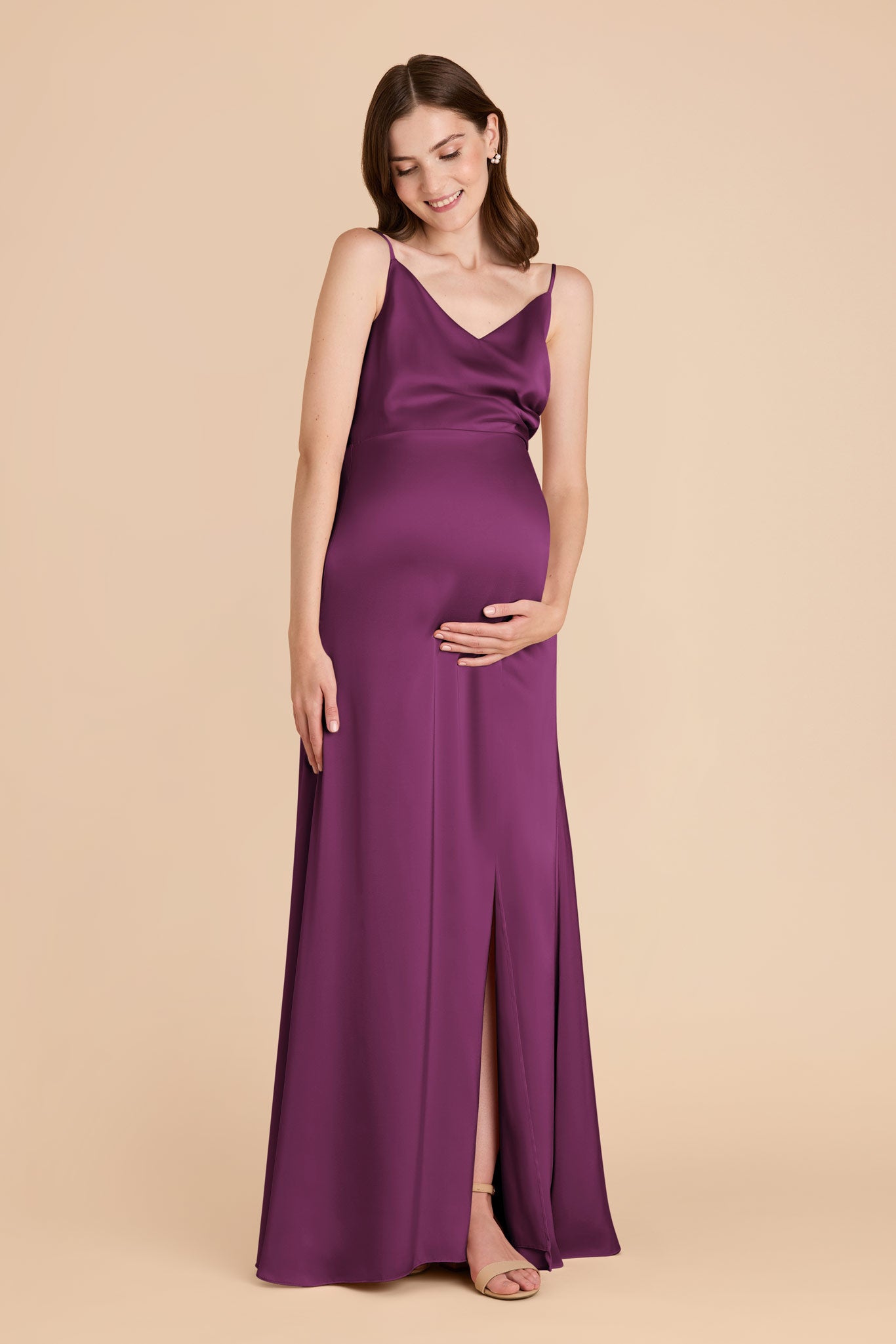 Matte Satin Dress in Fig | Catherine
