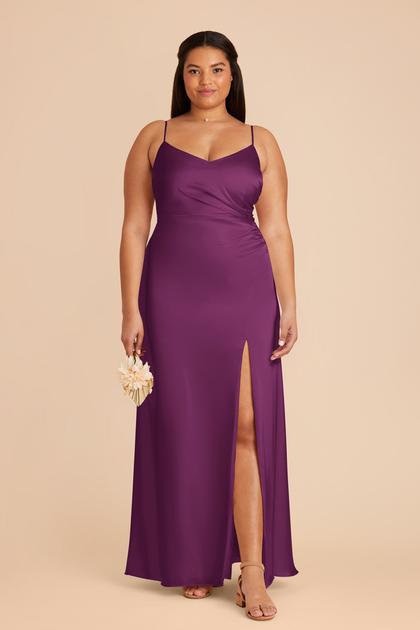 Matte Satin Dress in Fig | Catherine