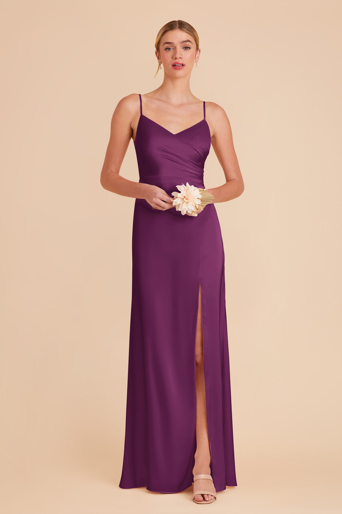 Matte Satin Dress in Fig | Catherine