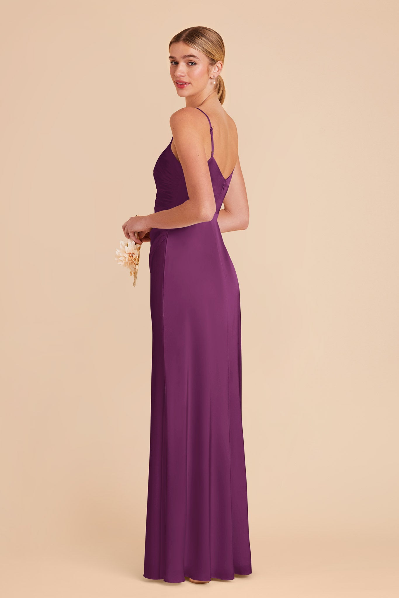 Matte Satin Dress in Fig | Catherine