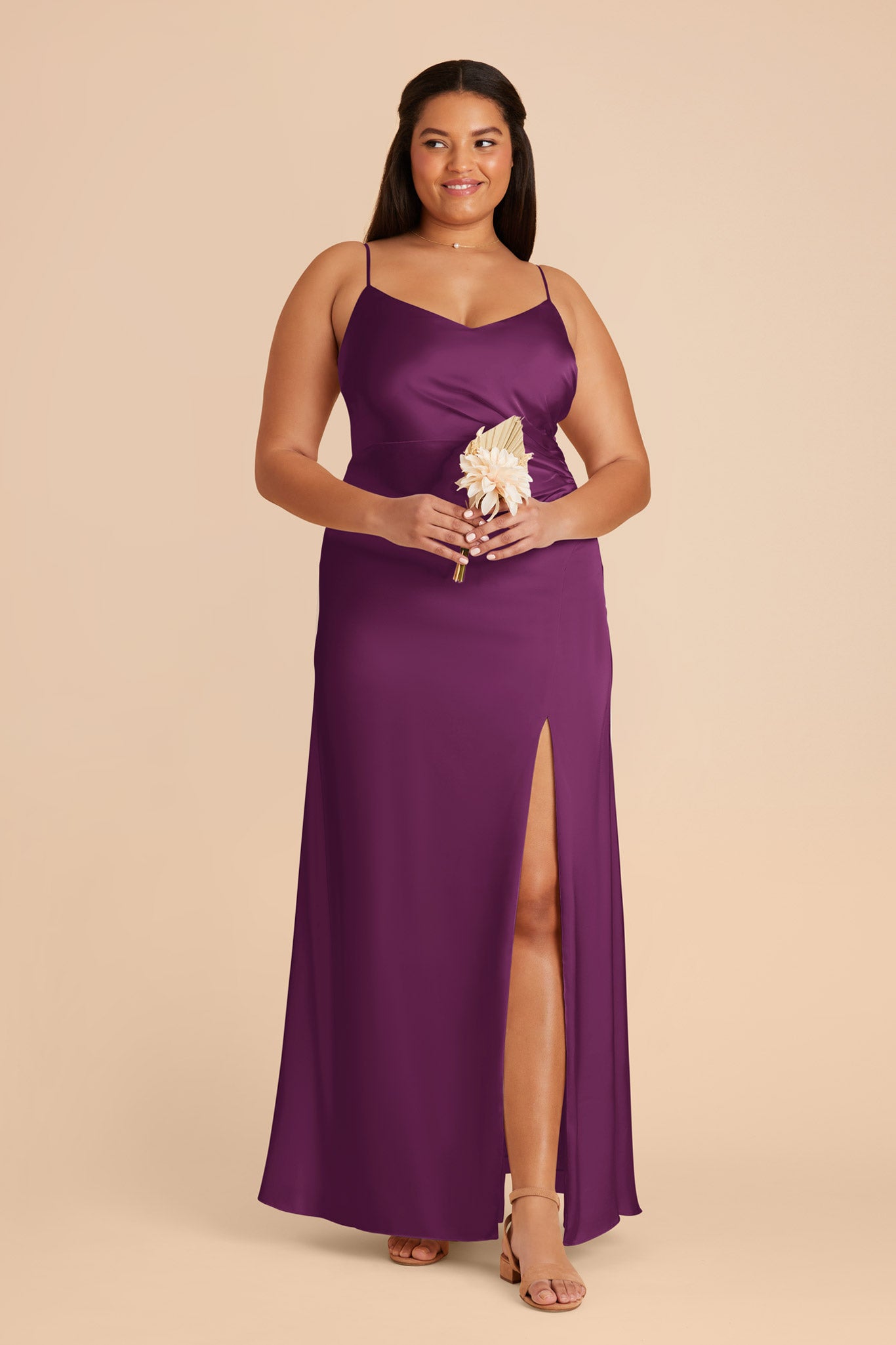 Matte Satin Dress in Fig | Catherine