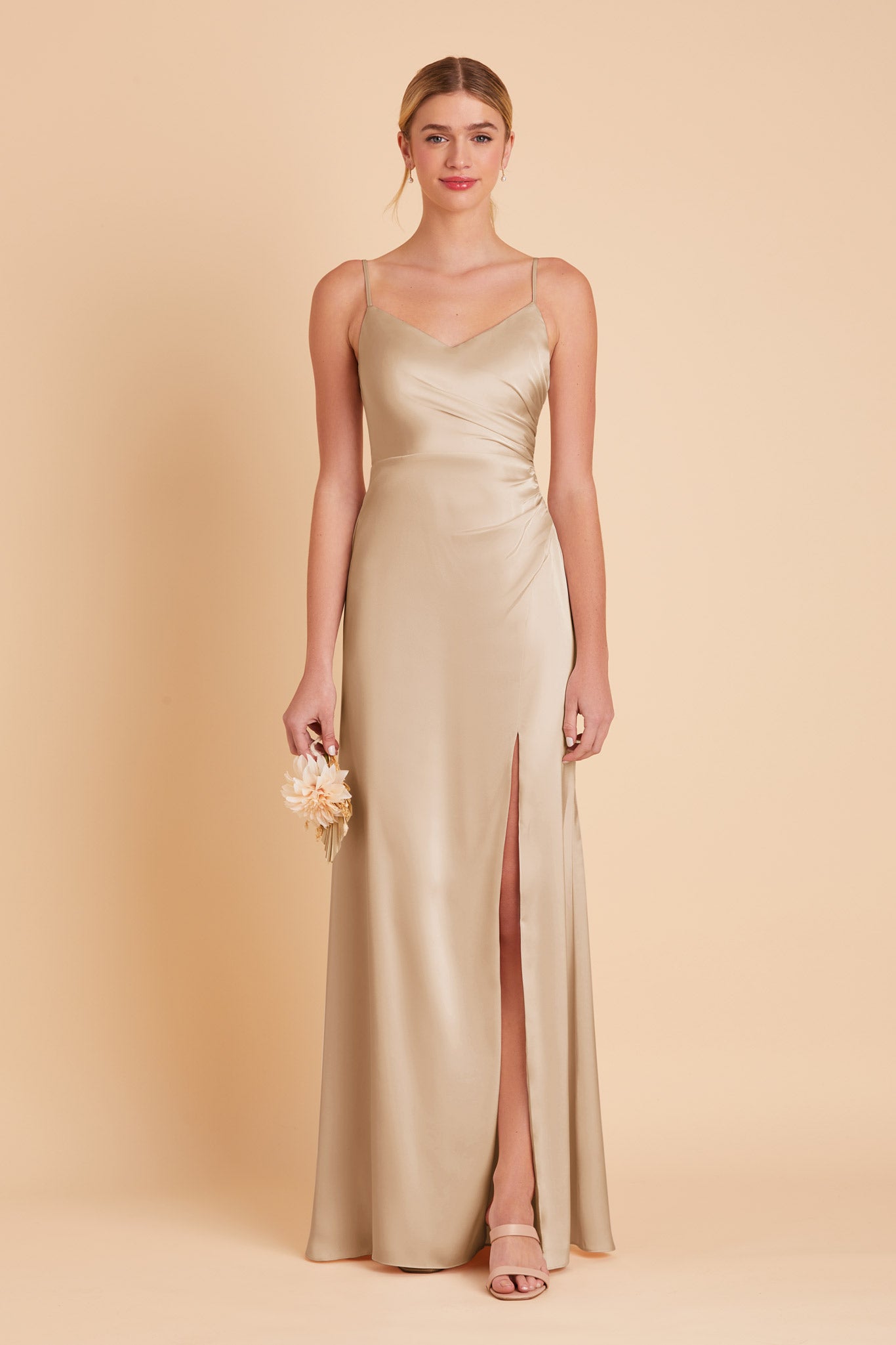Gold Matte Satin Bridesmaid Dress | Catherine