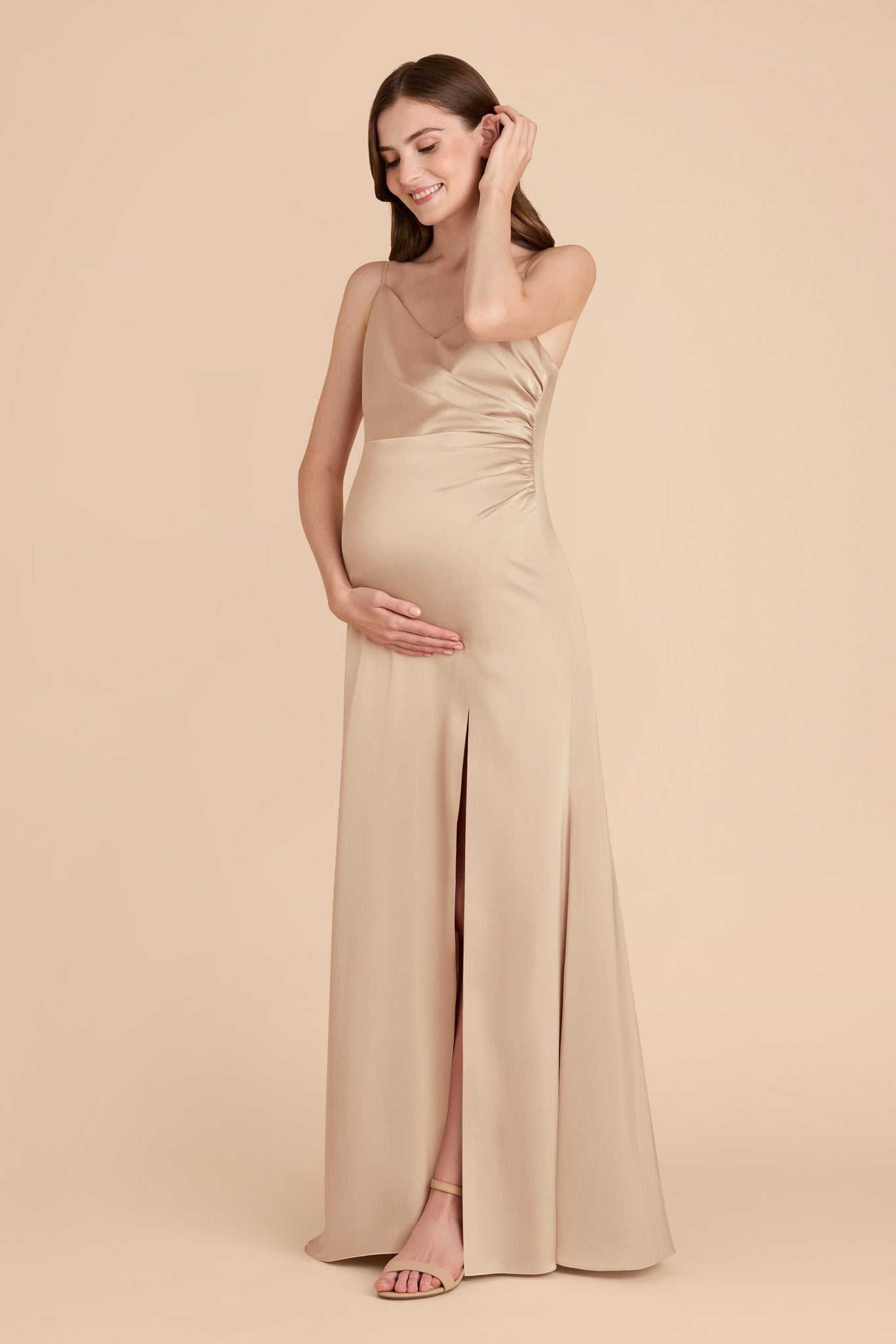 Gold Matte Satin Bridesmaid Dress | Catherine