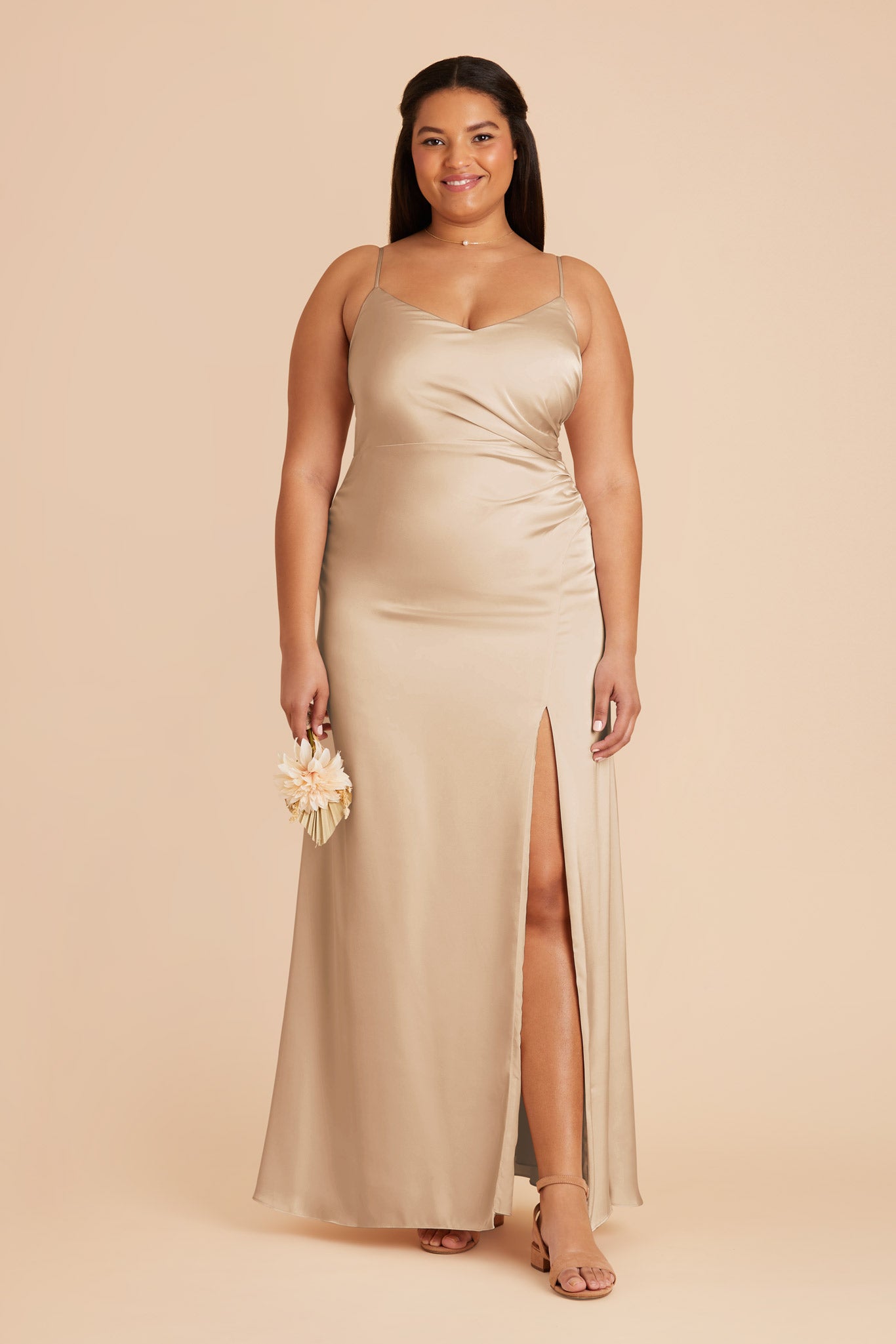 Gold Matte Satin Bridesmaid Dress | Catherine