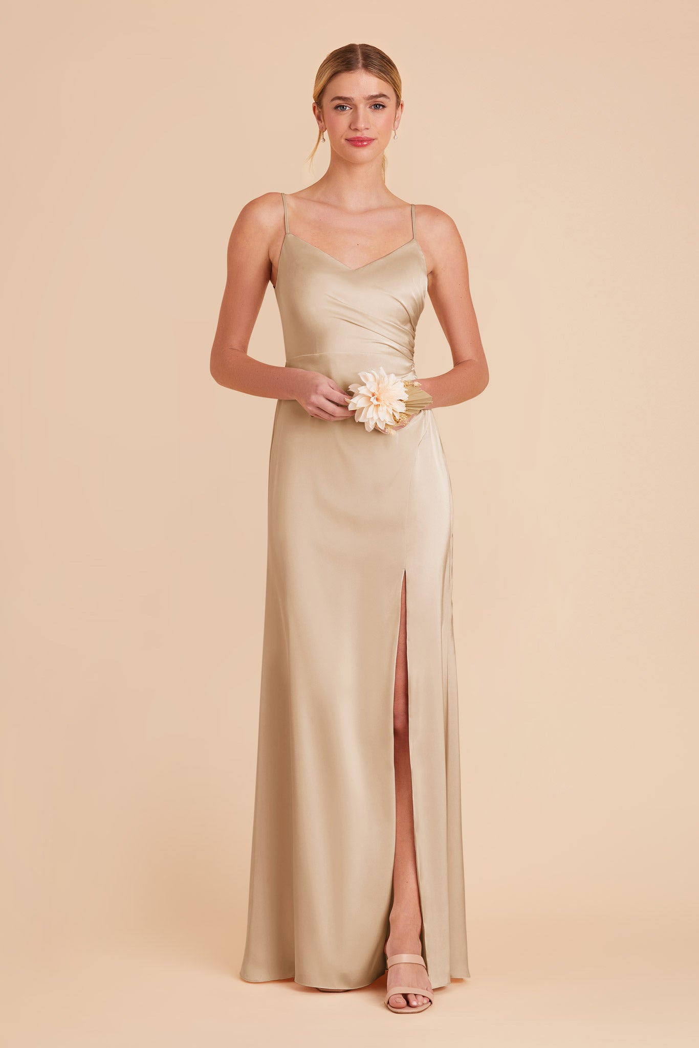 Gold Matte Satin Bridesmaid Dress | Catherine