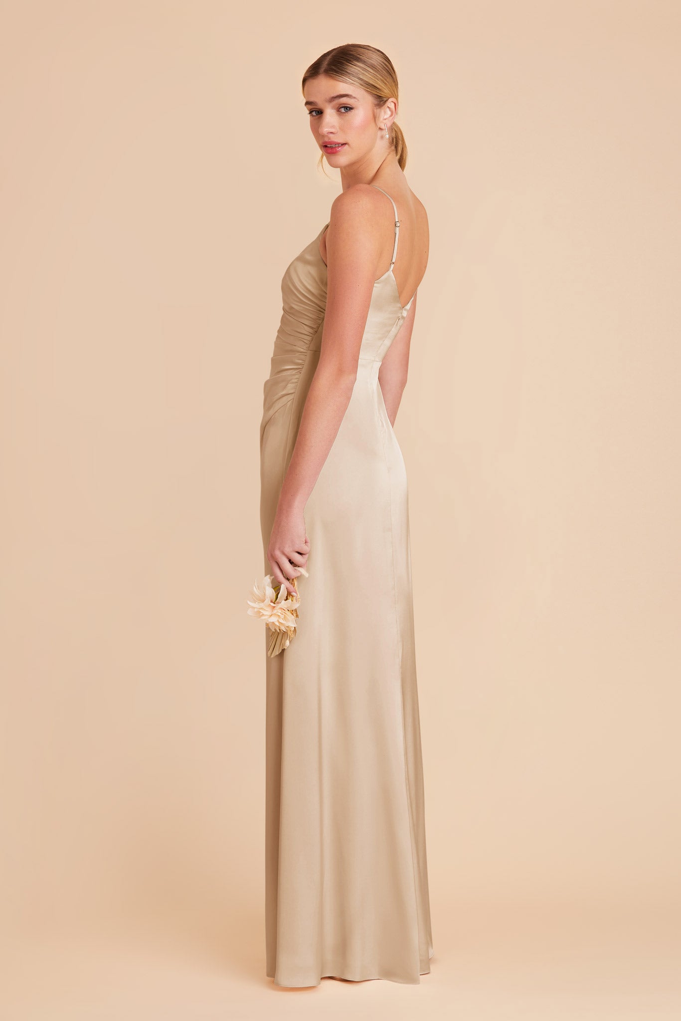 Gold Matte Satin Bridesmaid Dress | Catherine