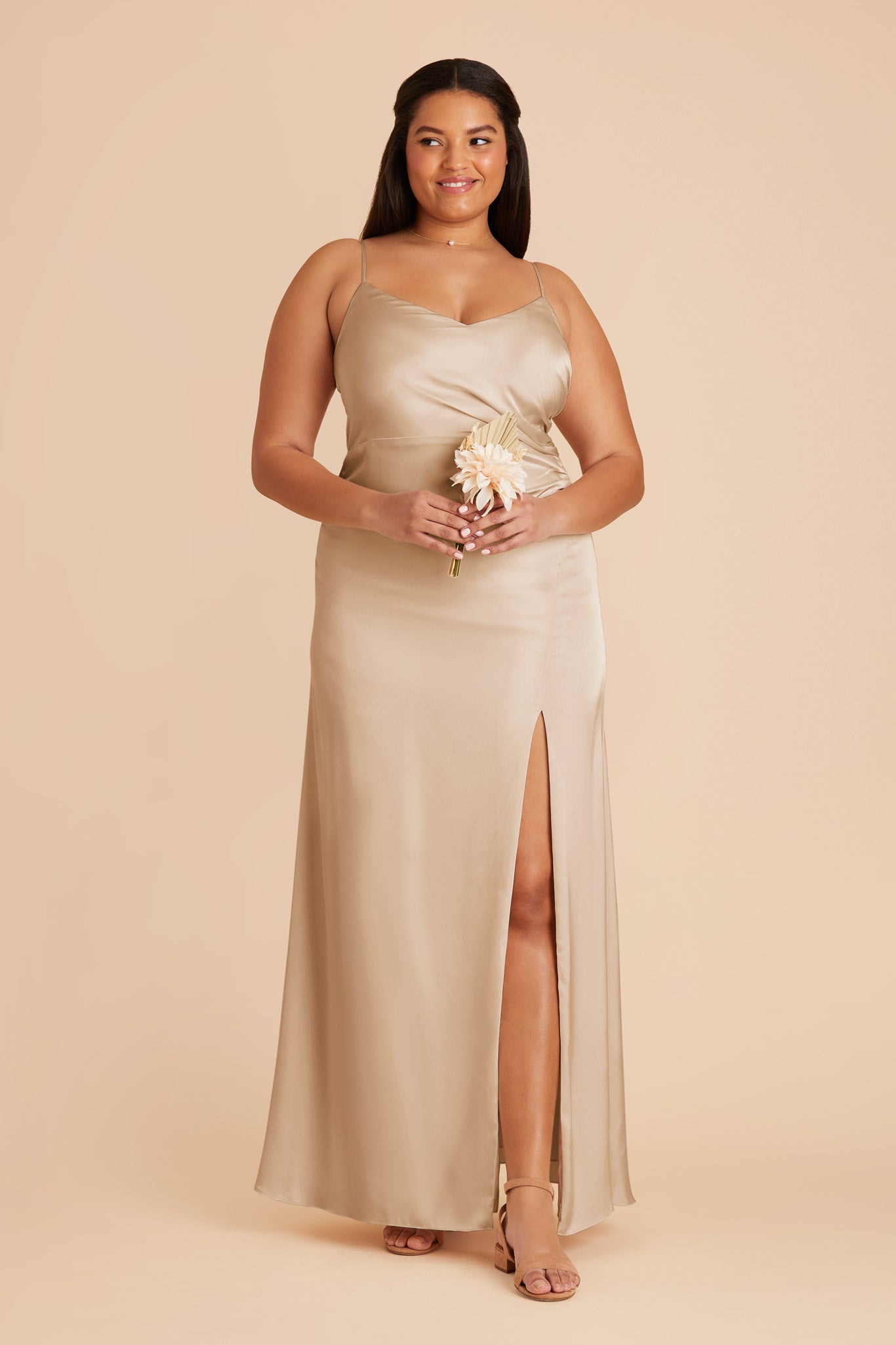 Gold Matte Satin Bridesmaid Dress | Catherine