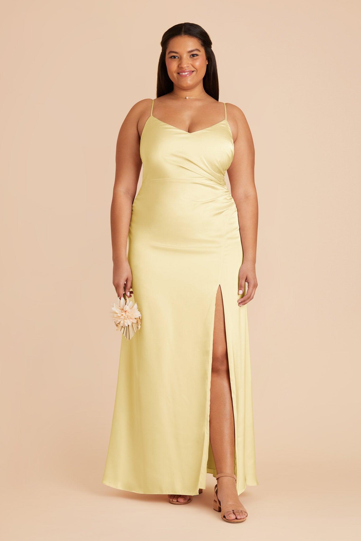 Matte Satin Bridesmaid Dress in Lemon Sorbet | Catherine